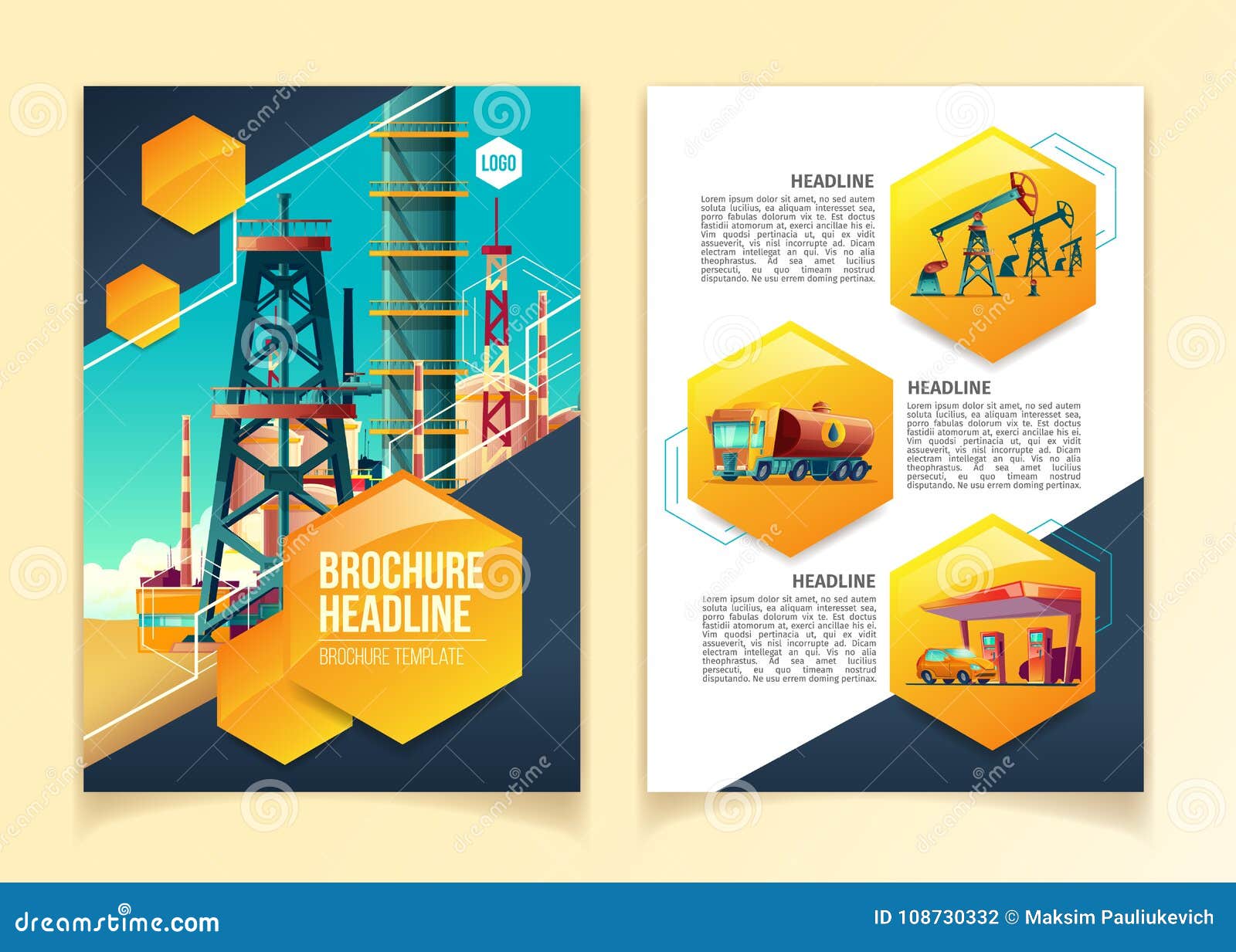Ejemplo Del Vector De La Plantilla Del Folleto De La Industria De Petroleo Para La Refineria De Petroleo La Empresa Productora D Ilustracion Del Vector Ilustracion De Ejemplo Refineria