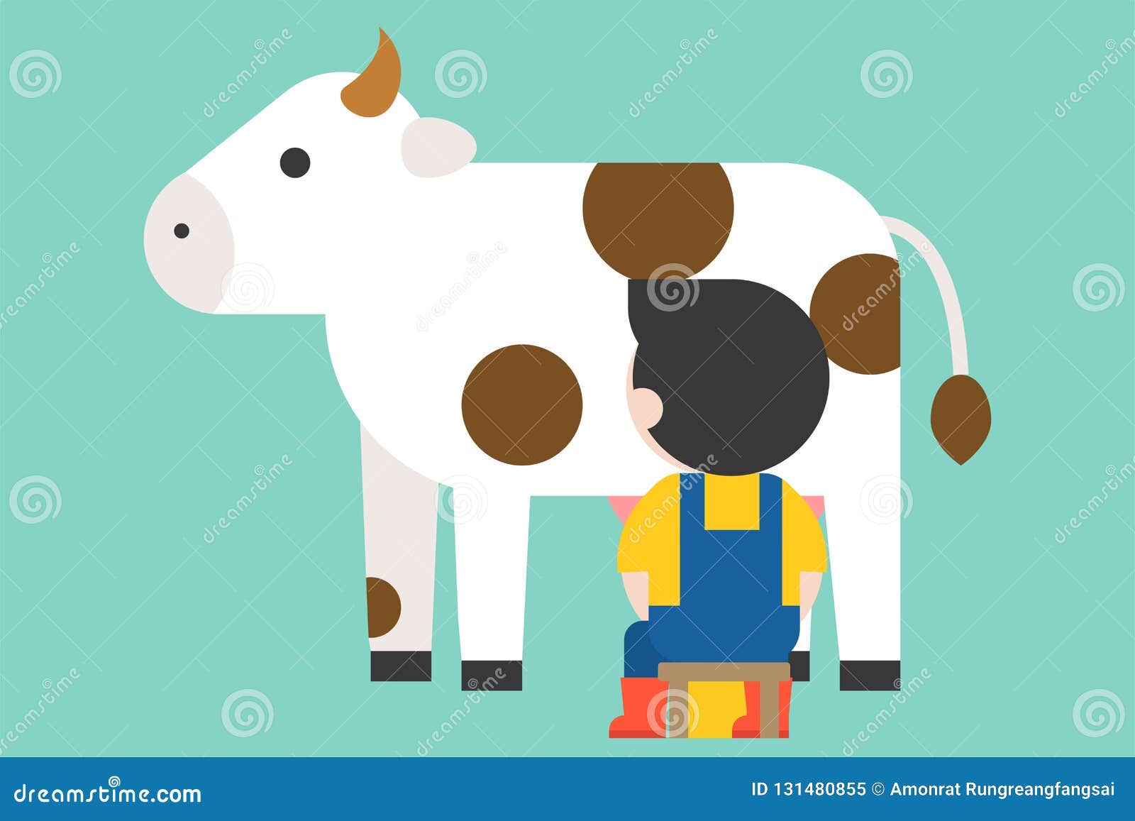 Ejemplo Del Vector De La Vaca De Ordeño Del Granjero, Diseño Plano  Ilustración del Vector - Ilustración de ganados, granjero: 131480855