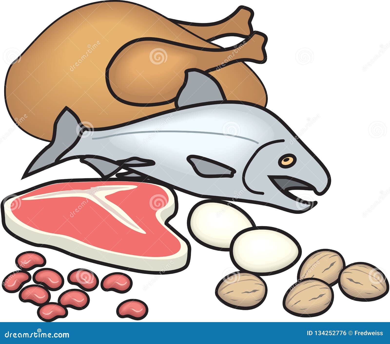 Ejemplo Del Vector Del Grupo De Alimentos De La Proteína Ilustración del  Vector - Ilustración de alimento, pescados: 134252776