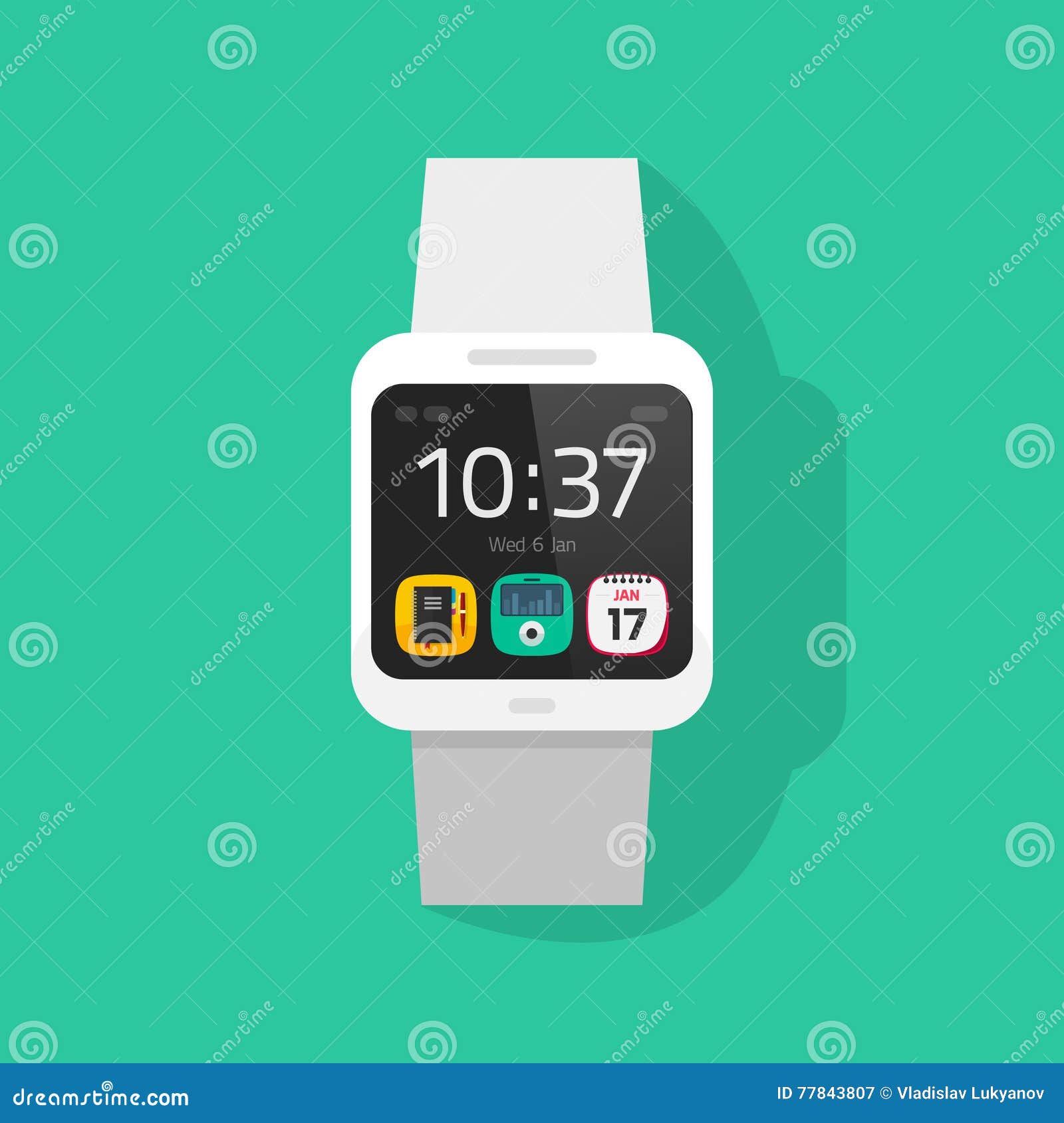 Ejemplo Elegante Blanco Del Vector Del Reloj Reloj En Fondo Colorido Ilustración Vector - Ilustración pantalla, deporte: 77843807