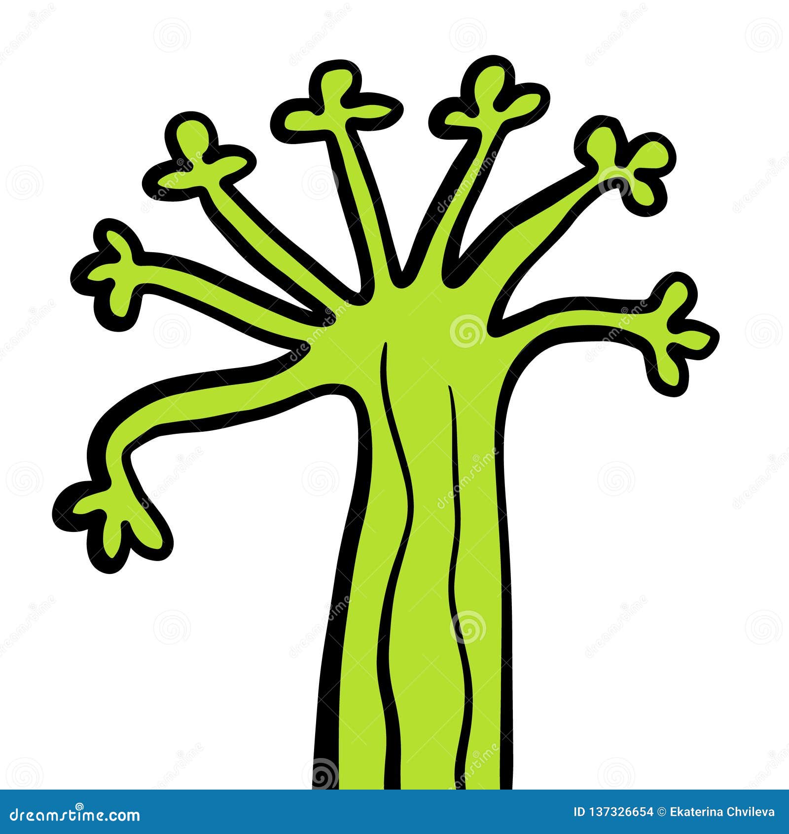 Ejemplo Exhausto De La Mano Loca Extraña Verde Del árbol Forestal  Ilustración del Vector - Ilustración de exterior, minimalismo: 137326654