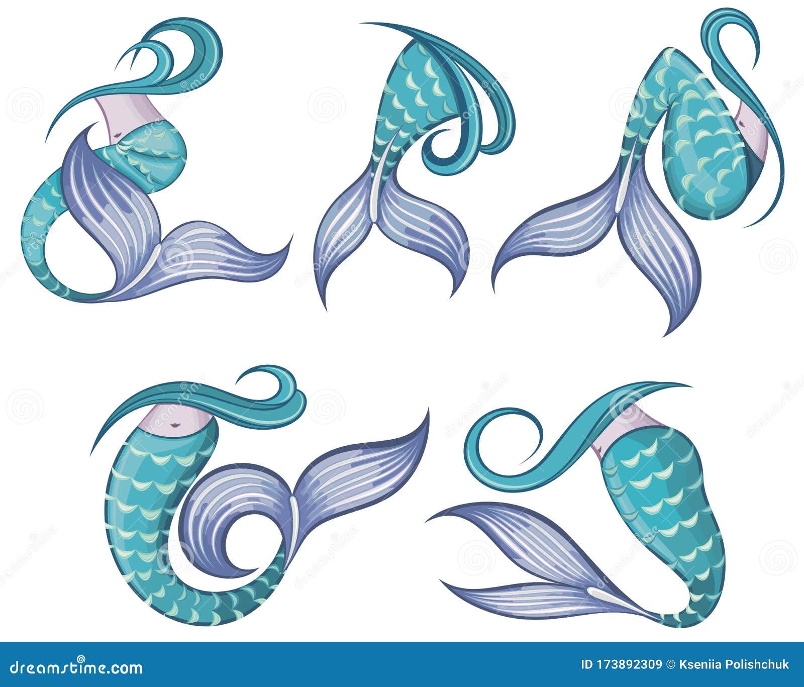 Ejemplo Gráfico Vectorial De Colas De Sirena Ilustración del Vector -  Ilustración de sirena, cola: 173892309