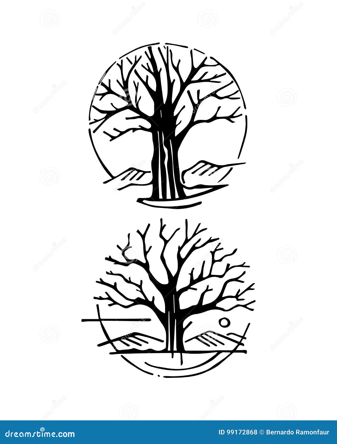 Ejemplo O Dibujo Seco Del Vector De Los árboles Ilustración del Vector -  Ilustración de cubo, tinta: 99172868