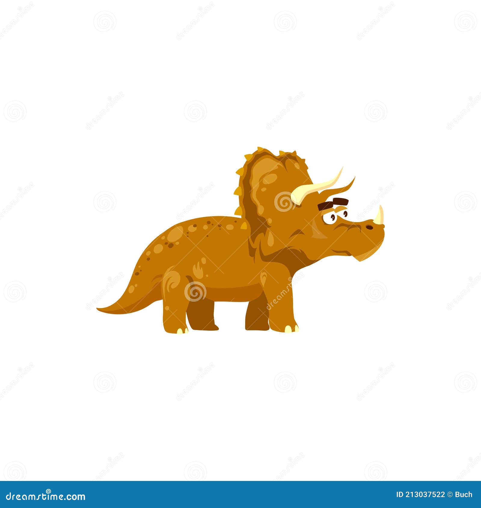 Triceratops Aisló Dinosaurio Con Tres Cuernos Ilustración del Vector -  Ilustración de anaranjado, antiguo: 213037522