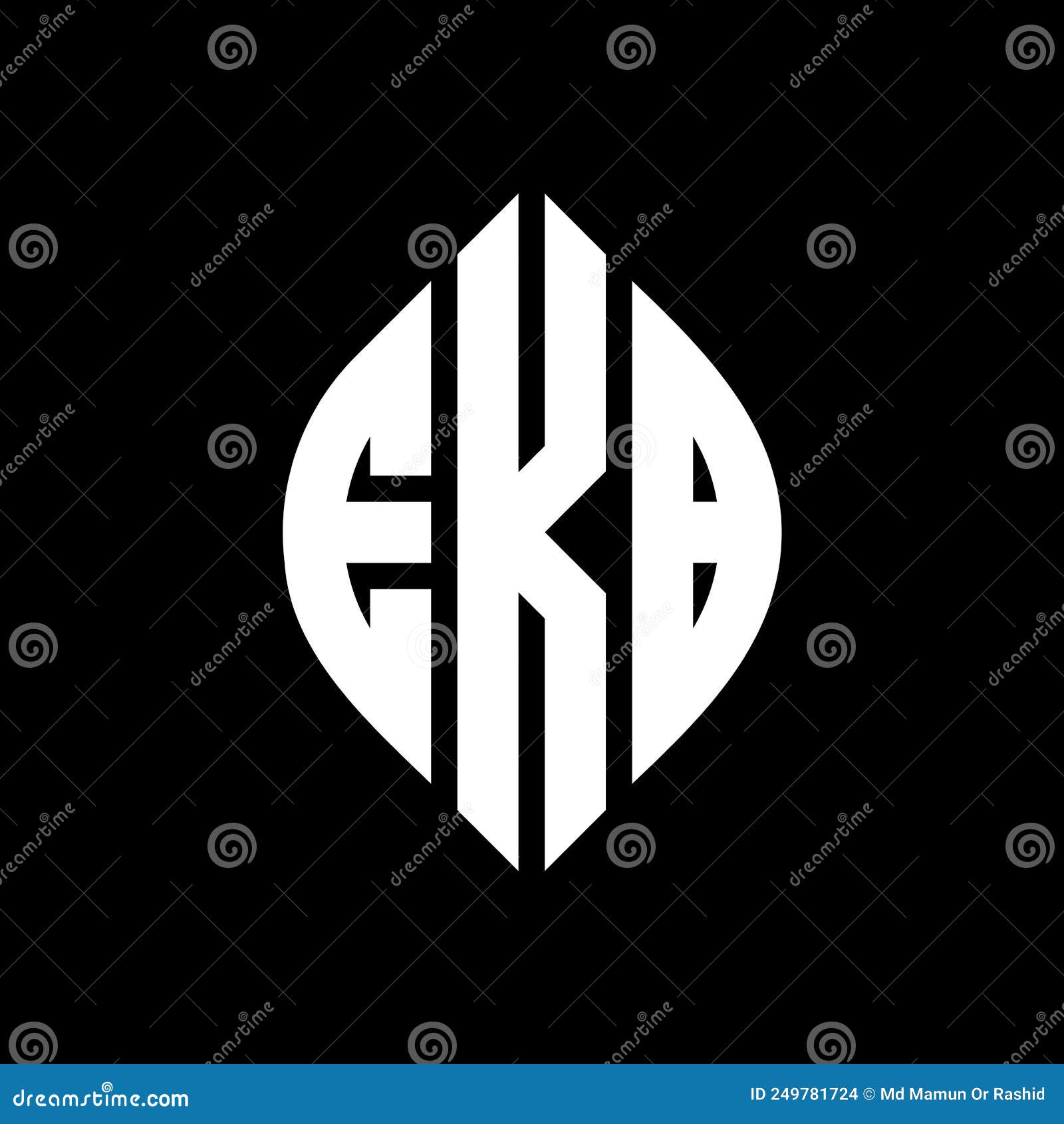 ekb circle letter logo  with circle and ellipse . ekb ellipse letters with typographic style. the three initials form a