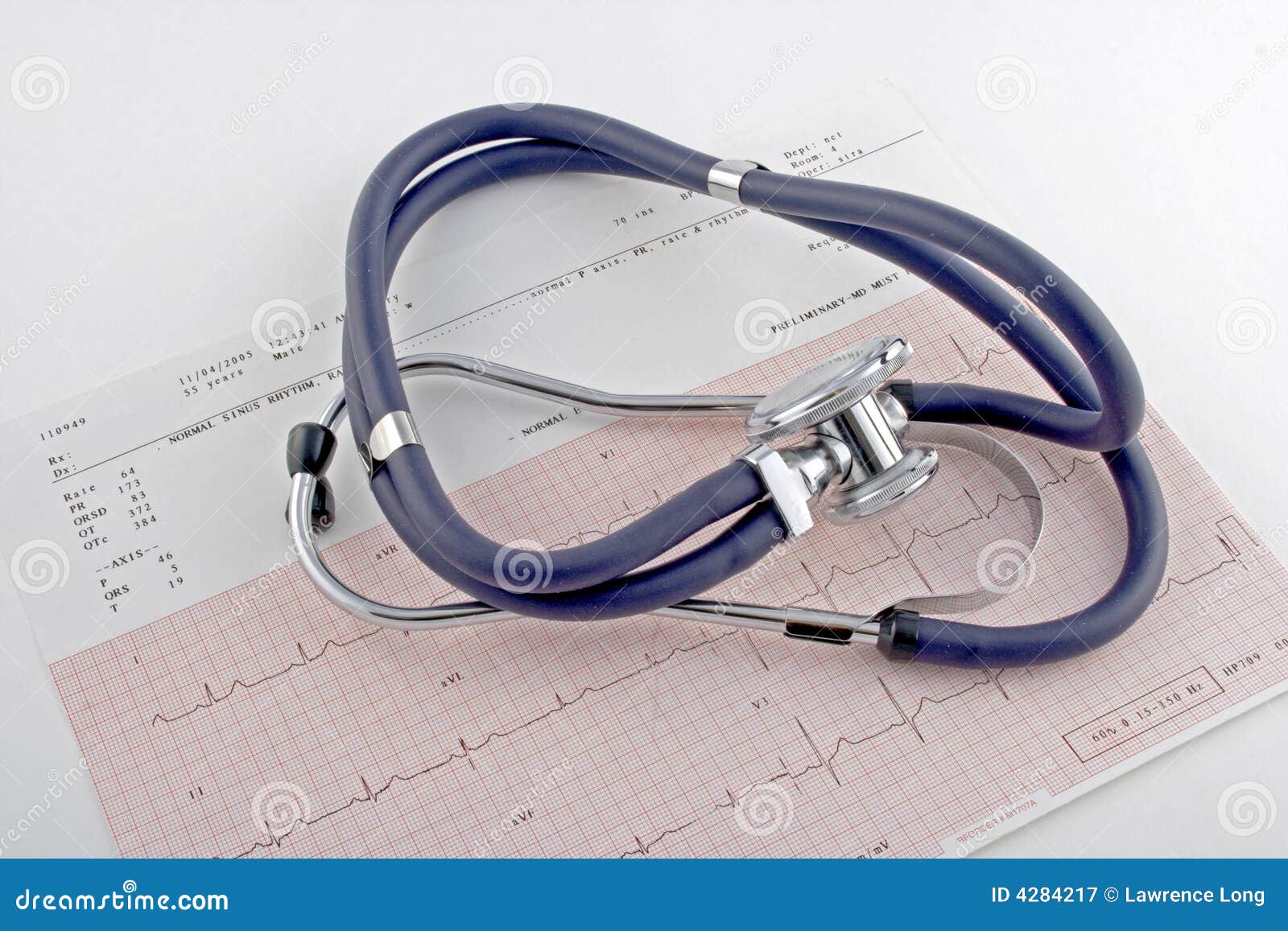 EKG and stethoscope stock image. Image of electrocardiogram 4284217