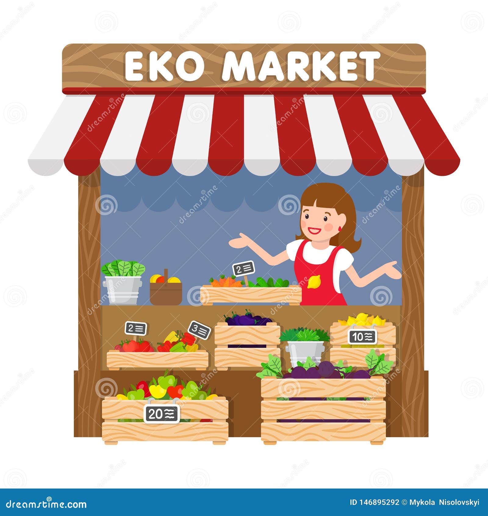 Eko Market, Ejemplo Plano Del Vector Del Quiosco Del Ultramarinos  Ilustración del Vector - Ilustración de elemento, quiosco: 146895292