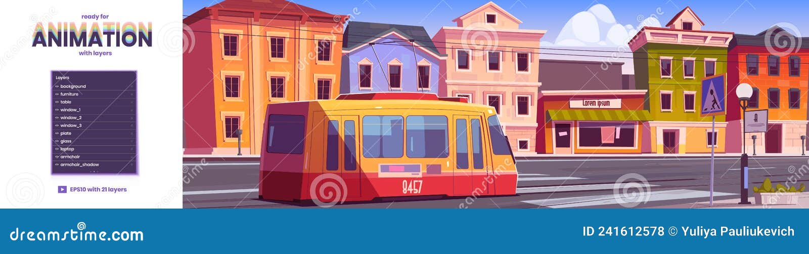 Elétrico a Montar No Fundo Do Jogo Da Cidade Retrógrada Ilustração do Vetor  - Ilustração de estrada, viajante: 241612578