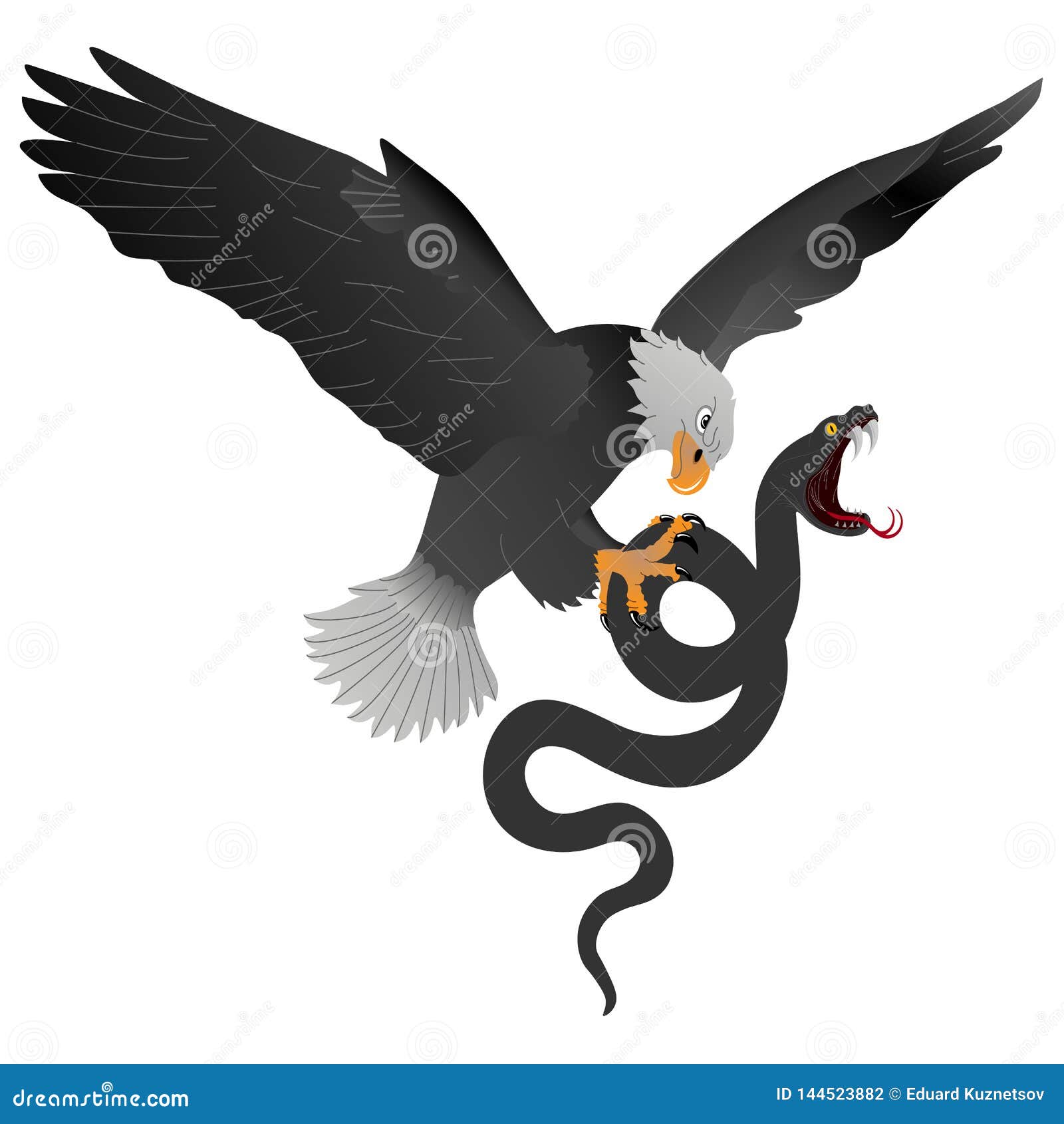 El águila Poderosa De La Montaña Atormenta Una Serpiente Negra Grande  Ilustración del Vector - Ilustración de indicador, serpiente: 144523882