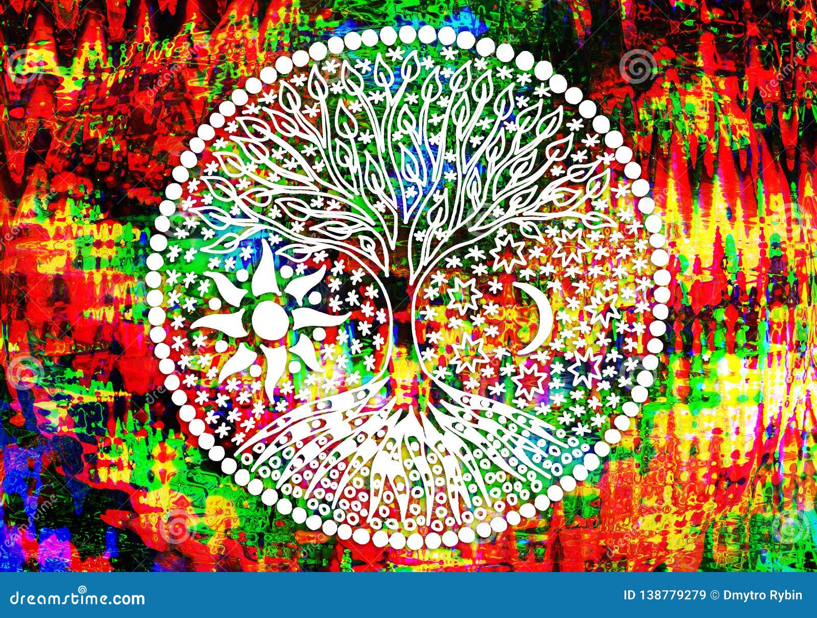 El árbol De La Vida Mandala Modelo Simbólico En Colorido Stock de  ilustración - Ilustración de textura, brillante: 138779279