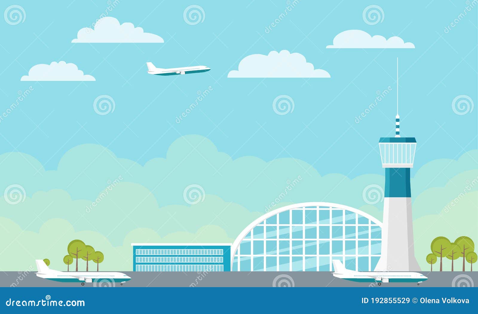 El Aeropuerto. Construcción De Aeropuertos Con Terminal De Torre De Control  Y Pista De Aterrizaje. Ilustración De Dibujos Animados Stock de ilustración  - Ilustración de moderno, concepto: 192855529
