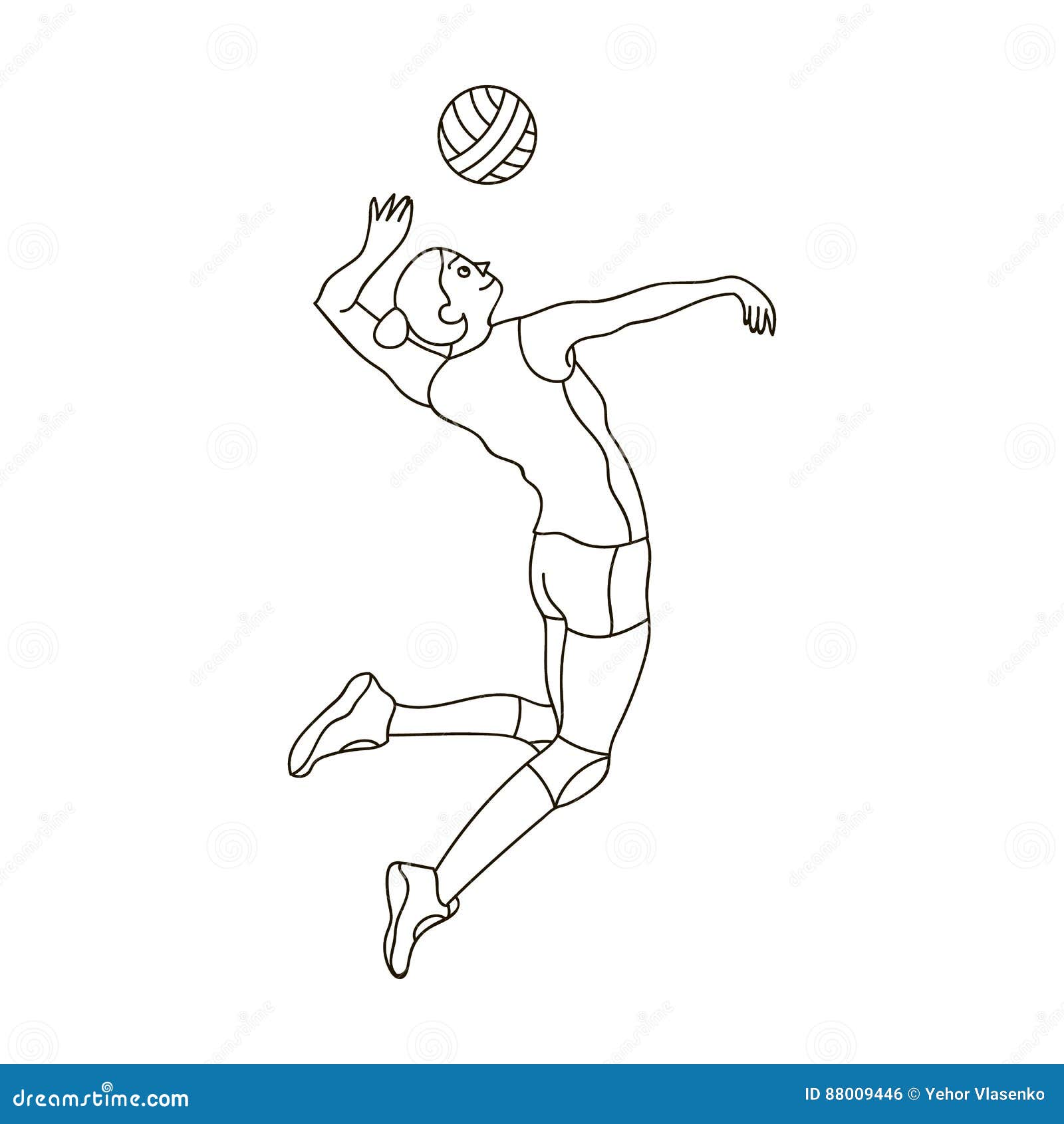 El alto atleta juega a voleibol El jugador lanza la bola adentro Los deportes olímpicos escogen el icono en símbolo del vector de. El alto atleta juega a voleibol El jugador lanza la bola adentro Los deportes olímpicos escogen el icono en el ejemplo del web de la acción del símbolo del vector del estilo del esquema