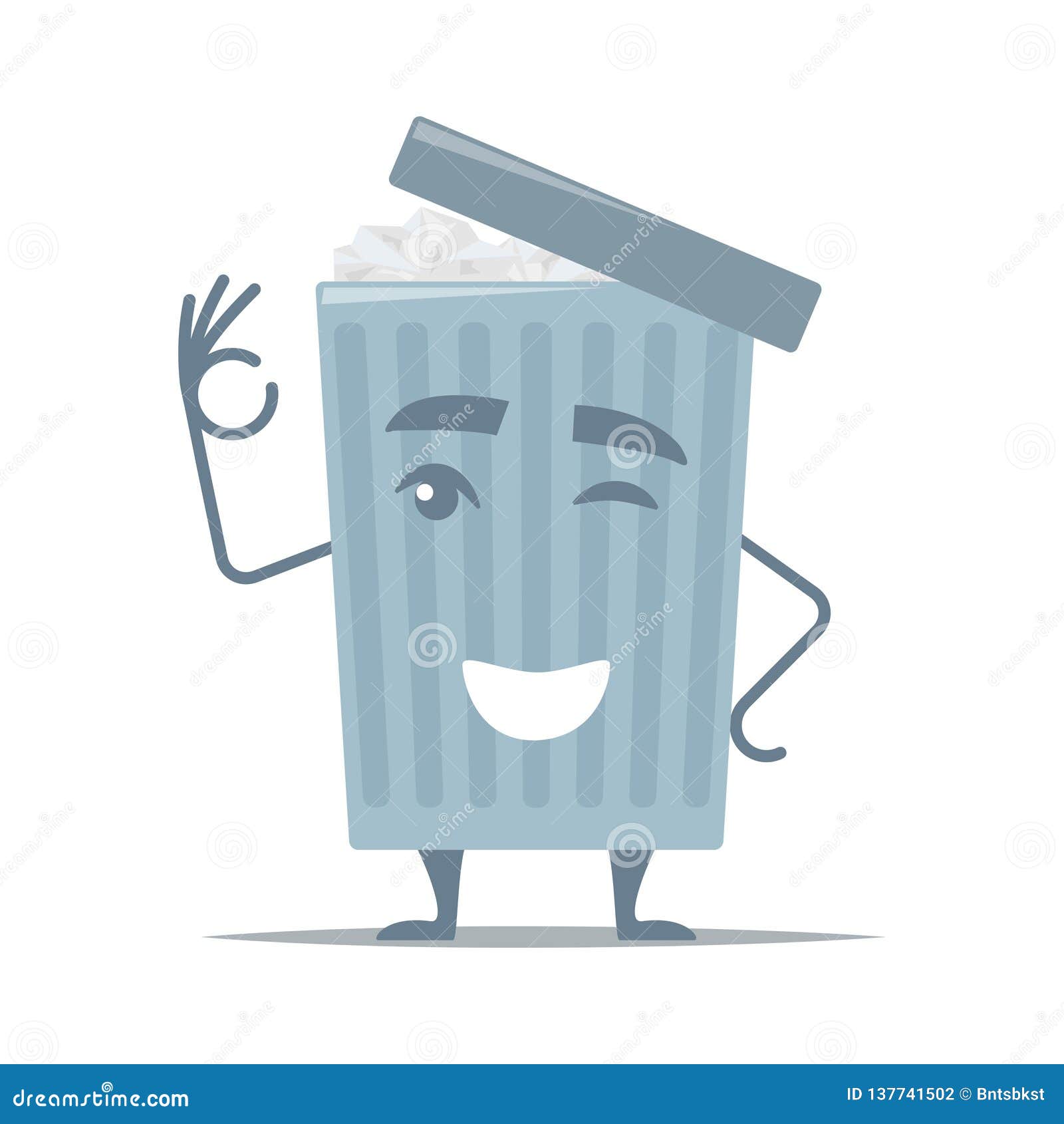 El Bote De Basura Sonriente De La Historieta Muestra Gesto Muy Bien Urna Con El Papel Arrugado Y La Tapa Abierta Personaje De Dib Stock de ilustración - Ilustración de plano, ambiente: El Bote De Basura Sonriente De La Historieta Muestra Gesto Muy Bien Urna Con El Papel Arrugado Y La Tapa Abierta Personaje De Dib Stock de ilustración - Ilustración de plano, ambiente: