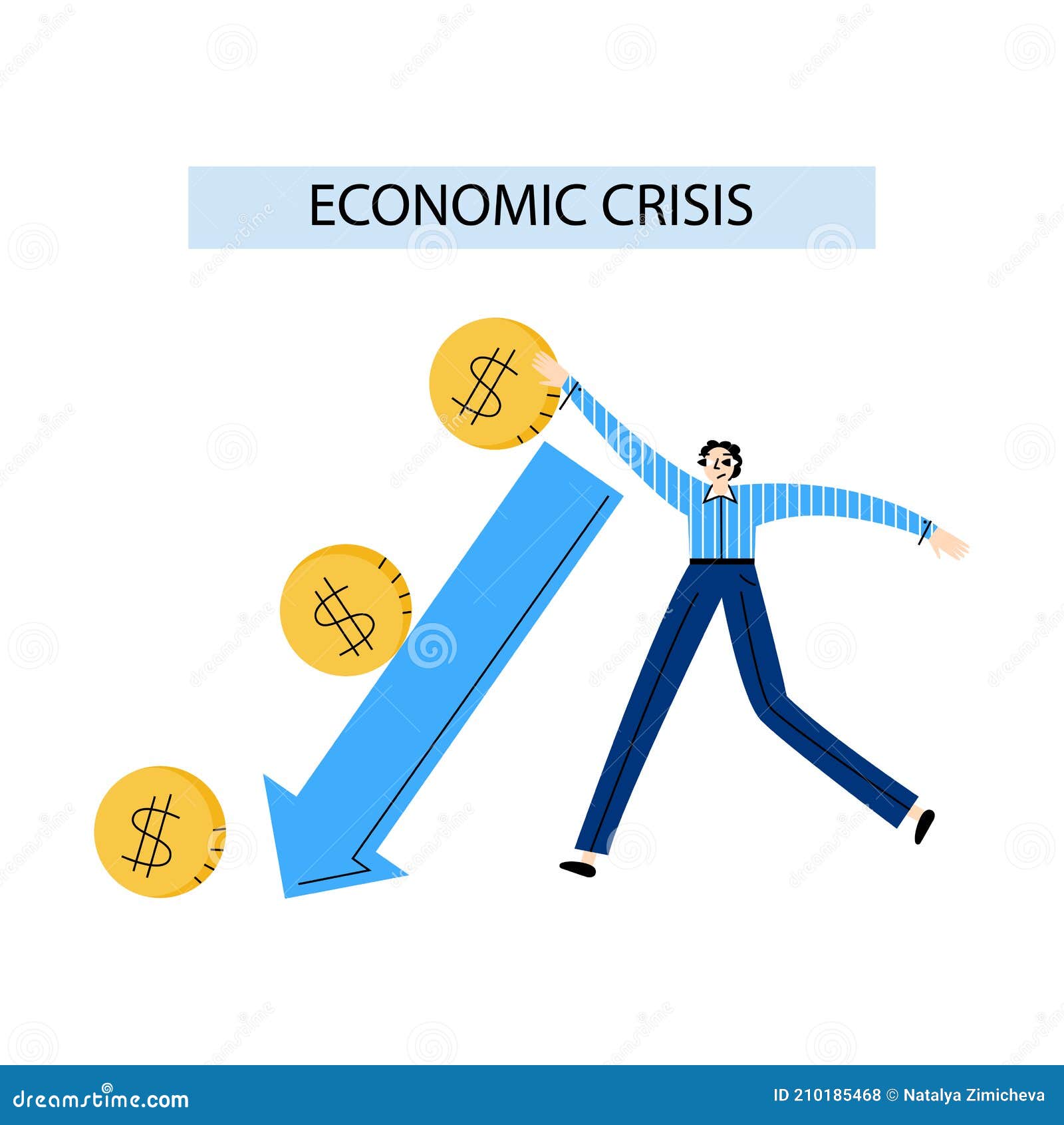 El Concepto De Crisis Económica Cae En Pérdida De Dinero En El Tipo De Un De La Bolsa De Valores. Stock de ilustración Ilustración de abajo, pérdida: 210185468