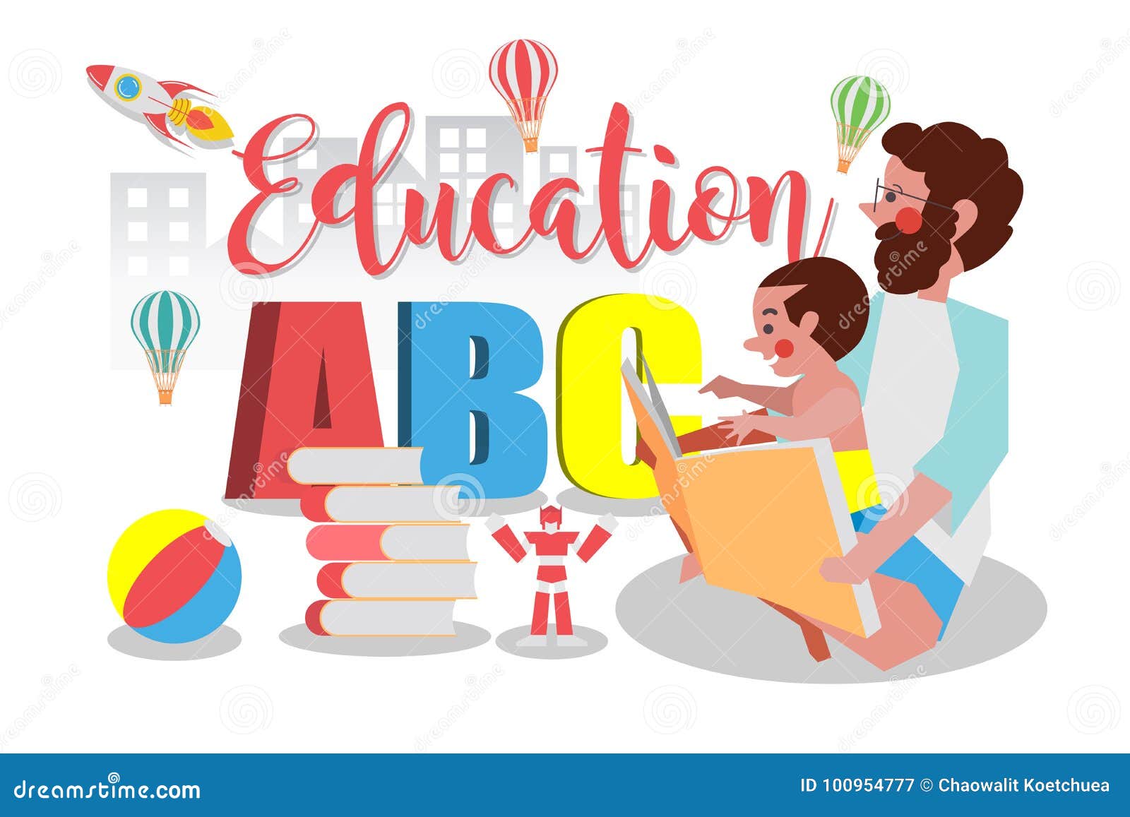 El Concepto De La Educación, Papá Está Leyendo a Su Hijo, Personaje De  Dibujos Animados Ilustración del Vector - Ilustración de universidad,  cohete: 100954777