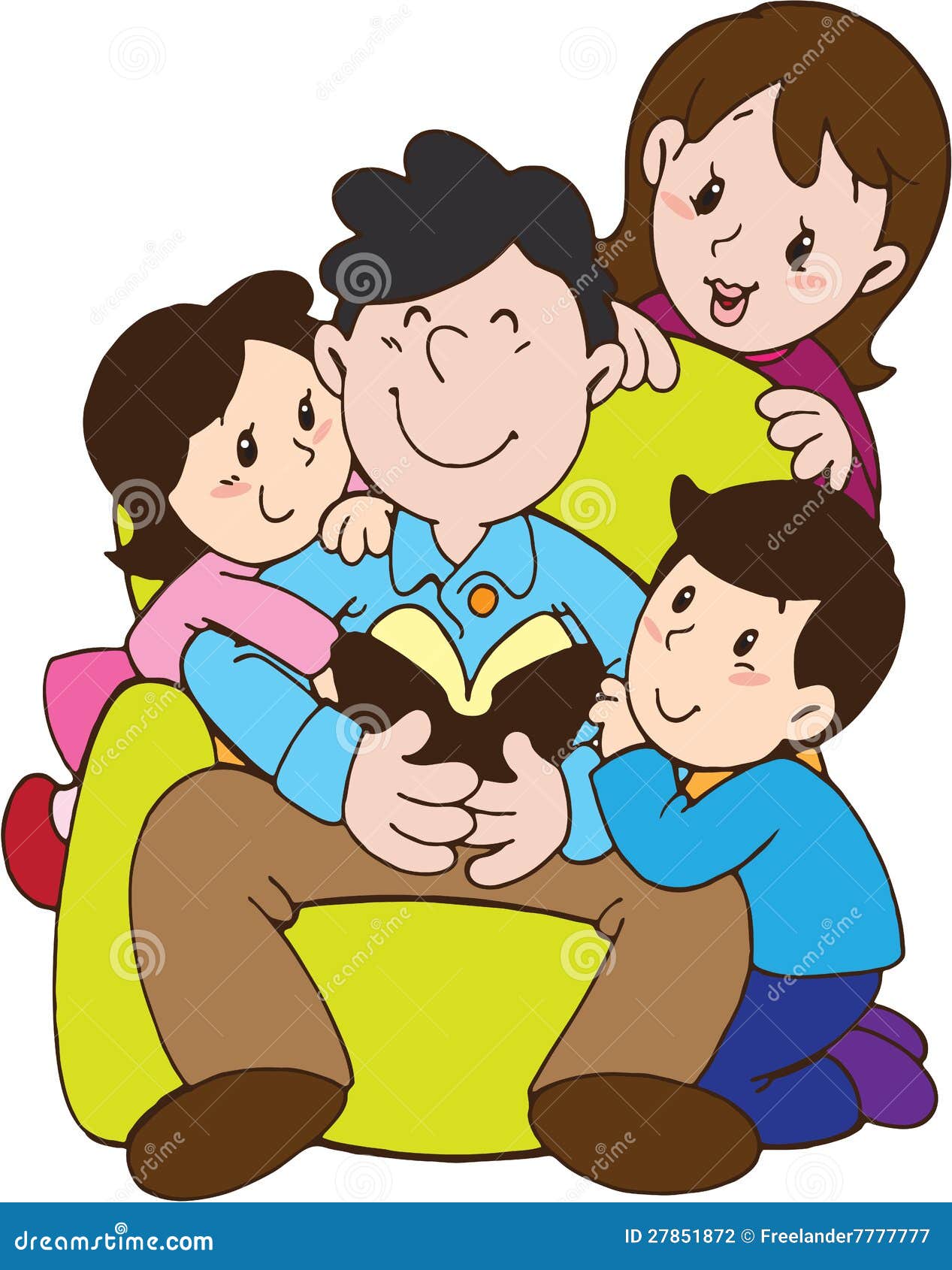 El Día De Padre Con La Familia Del Amor Stock de ilustración - Ilustración  de padre, lectura: 27851872