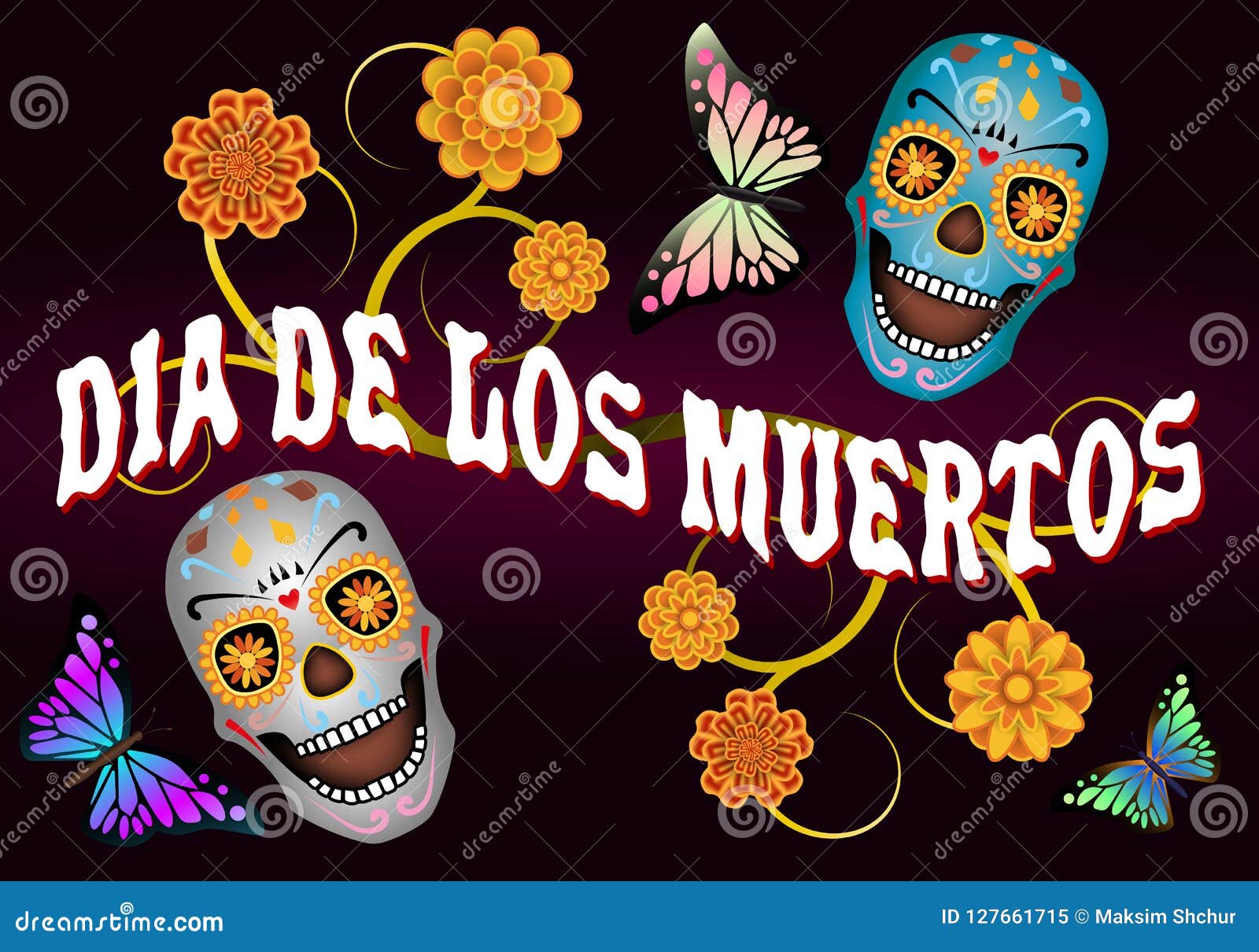 Credo orientación en caso El Dia de Los Muertos ilustración del vector. Ilustración de muerto -  127661715