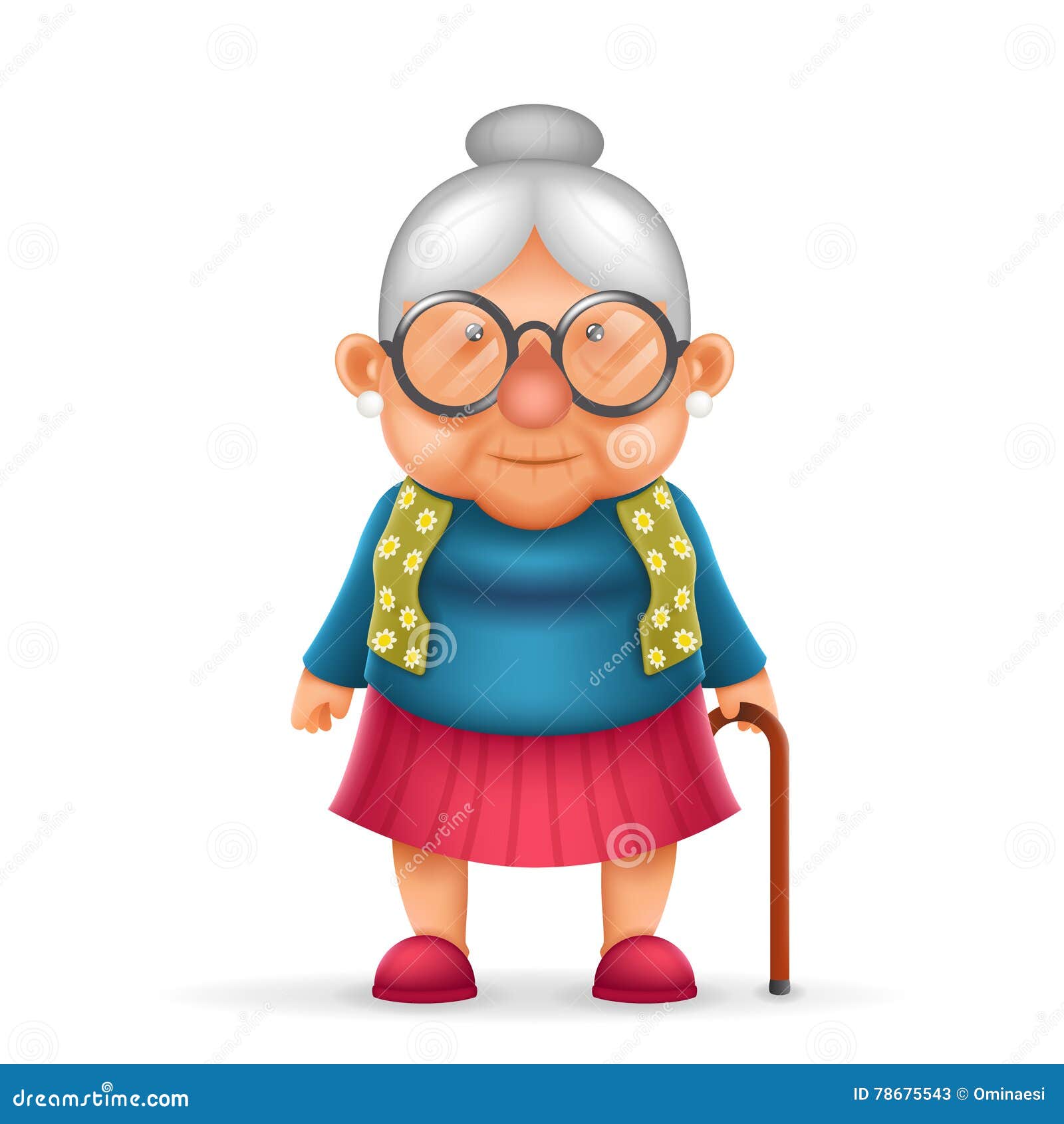 El Diseño De Personaje De Dibujos Animados Realista De La Señora Mayor 3d  De La Abuelita Aisló El Vector Illustrator Ilustración del Vector -  Ilustración de cristales, feliz: 78675543