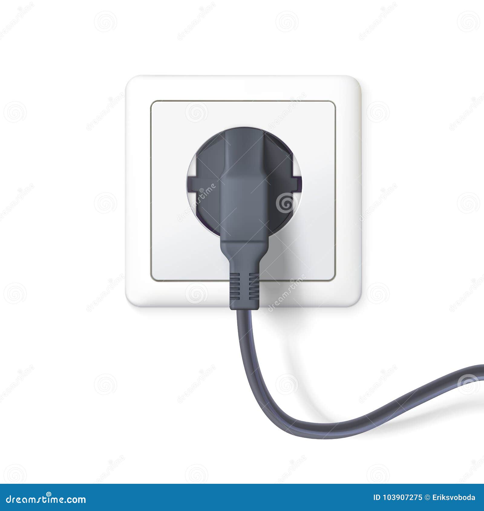 El Enchufe Negro Se Tapa En Las Líneas Eléctricas Enchufe Insertado En Un  Enchufe De Pared Blanco Icono Del Dispositivo Para Cone Ilustración del  Vector - Ilustración de cuerda, actual: 103907275