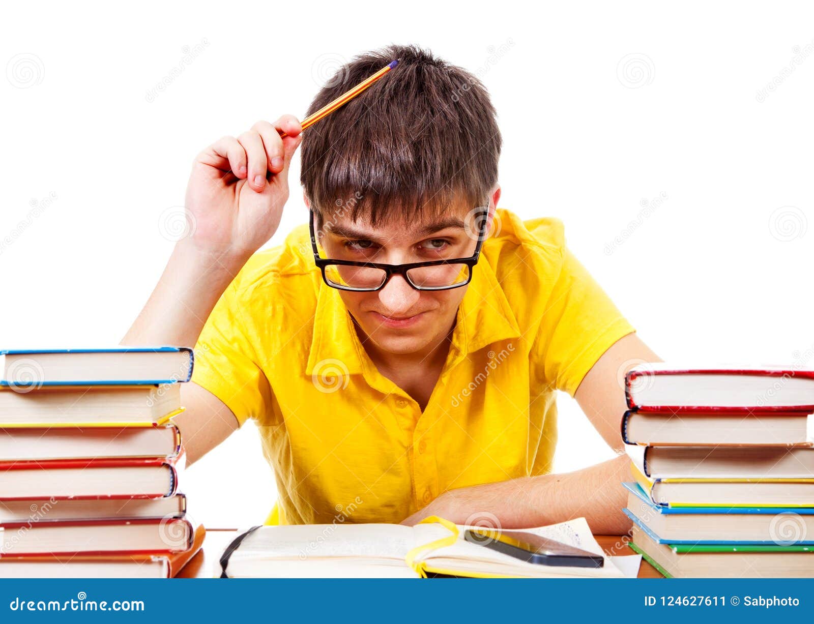 El Estudiante Está Pensando Imagen de archivo Imagen de adulto, persona 124627611