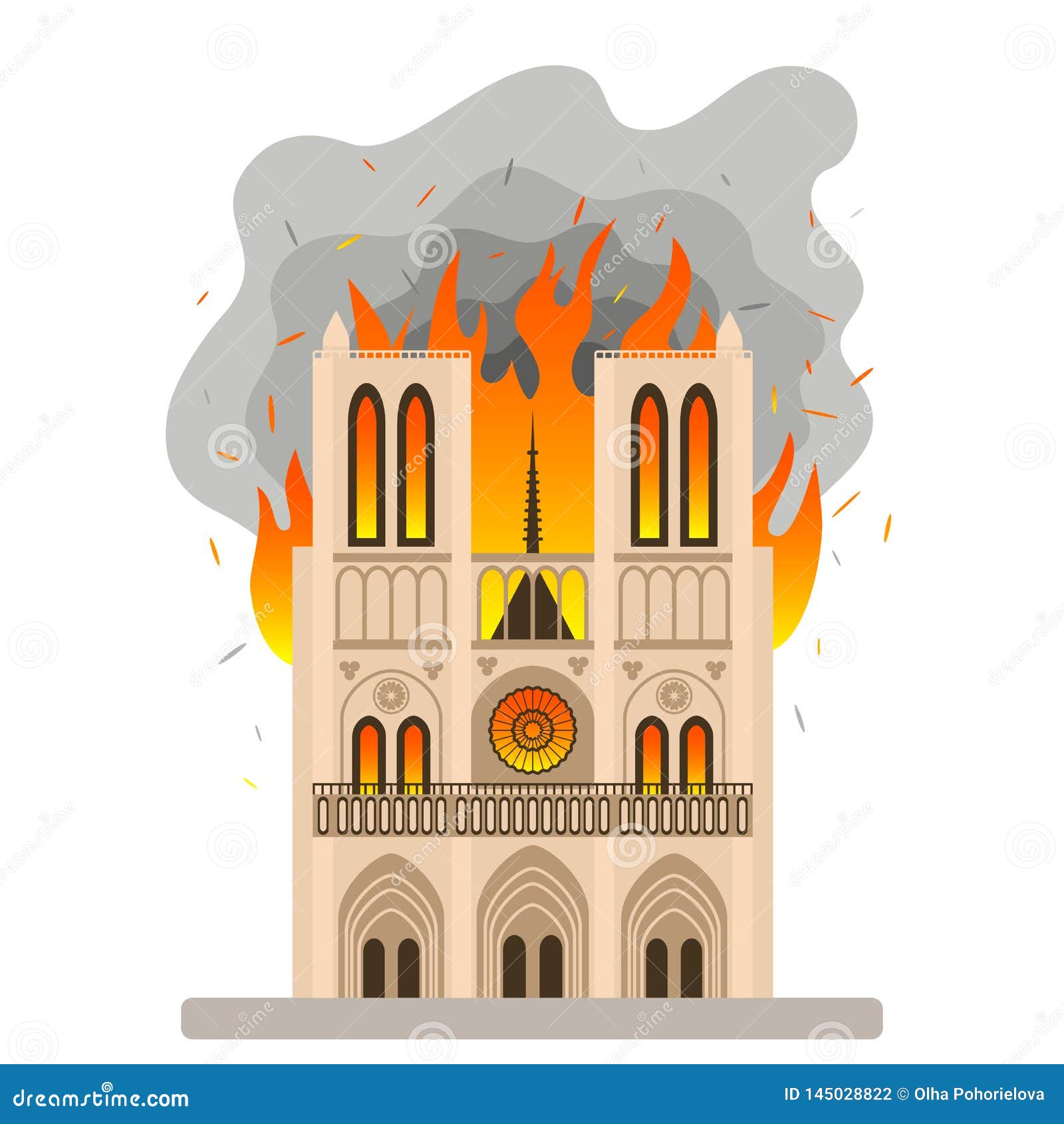 El Fuego Tr?gico En Las Vistas De Notre Dame De Paris Llama En La Catedral  De Nuestra Se?ora Ejemplo Plano Stock de ilustración - Ilustración de  francia, viejo: 145028822