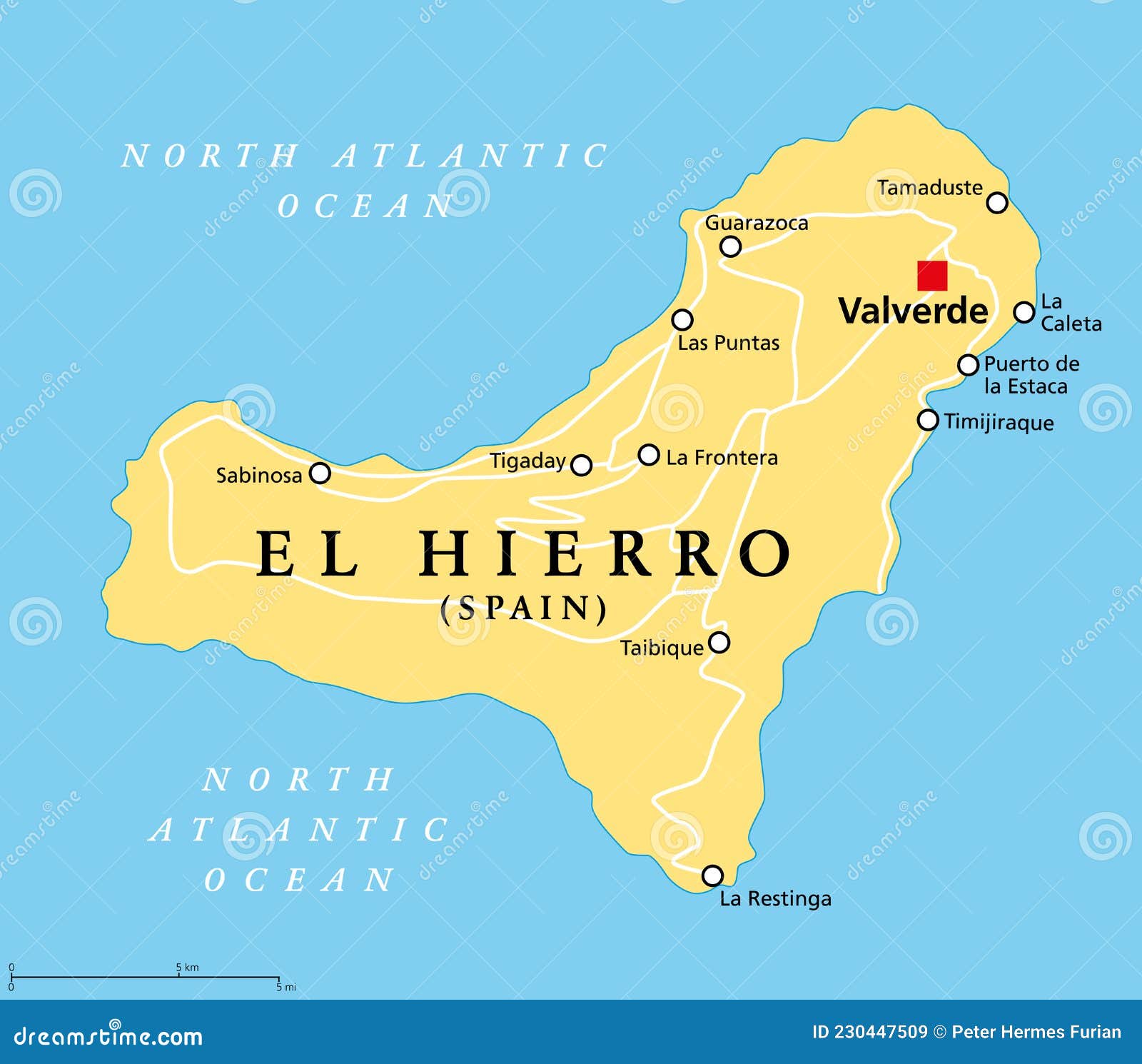 el hierro island, political map, part of the canary islands, spain