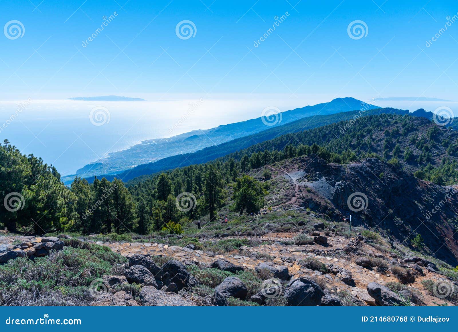 el hierro and la gomera viewed from pico de la nieve at la palma, canary islands, spain