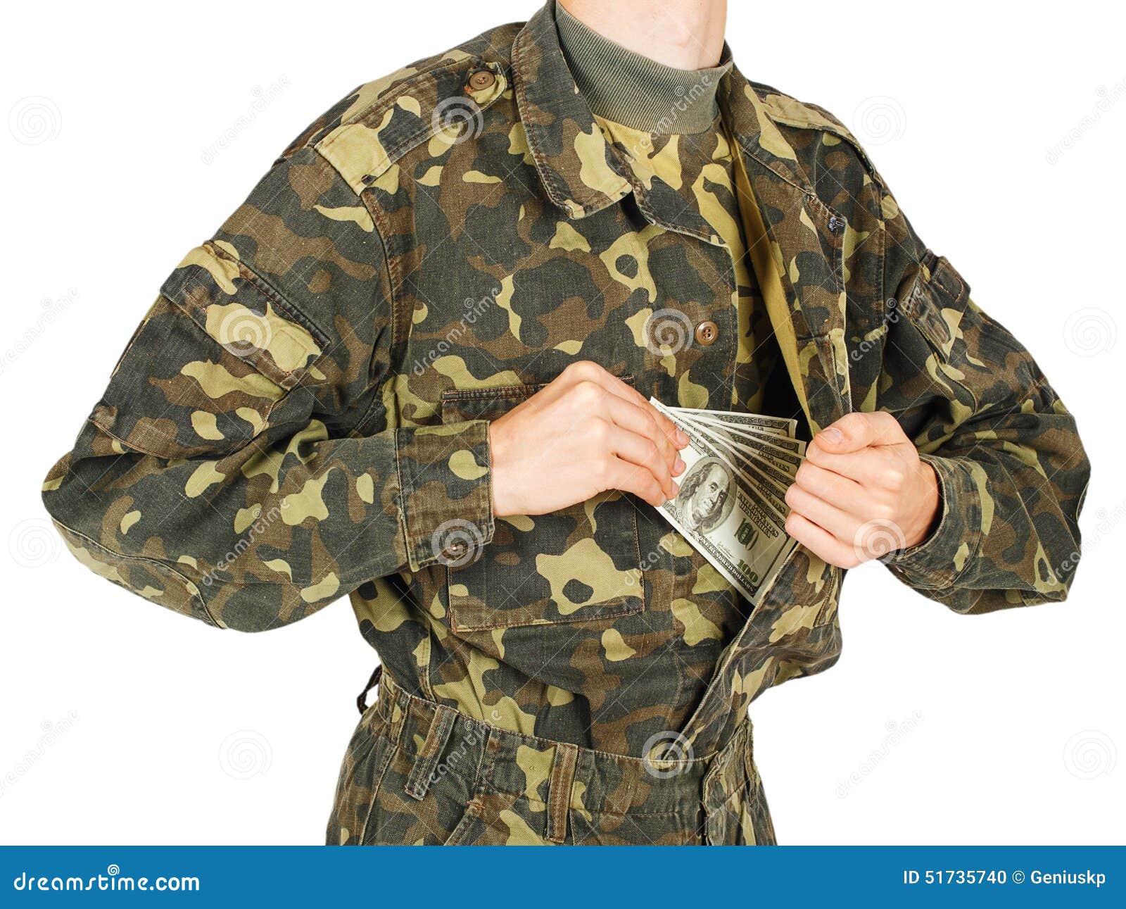 El Hombre En Uniformes Militares Saca Del Dinero Su Foto de archivo - Imagen de fuerza, soldado: 51735740