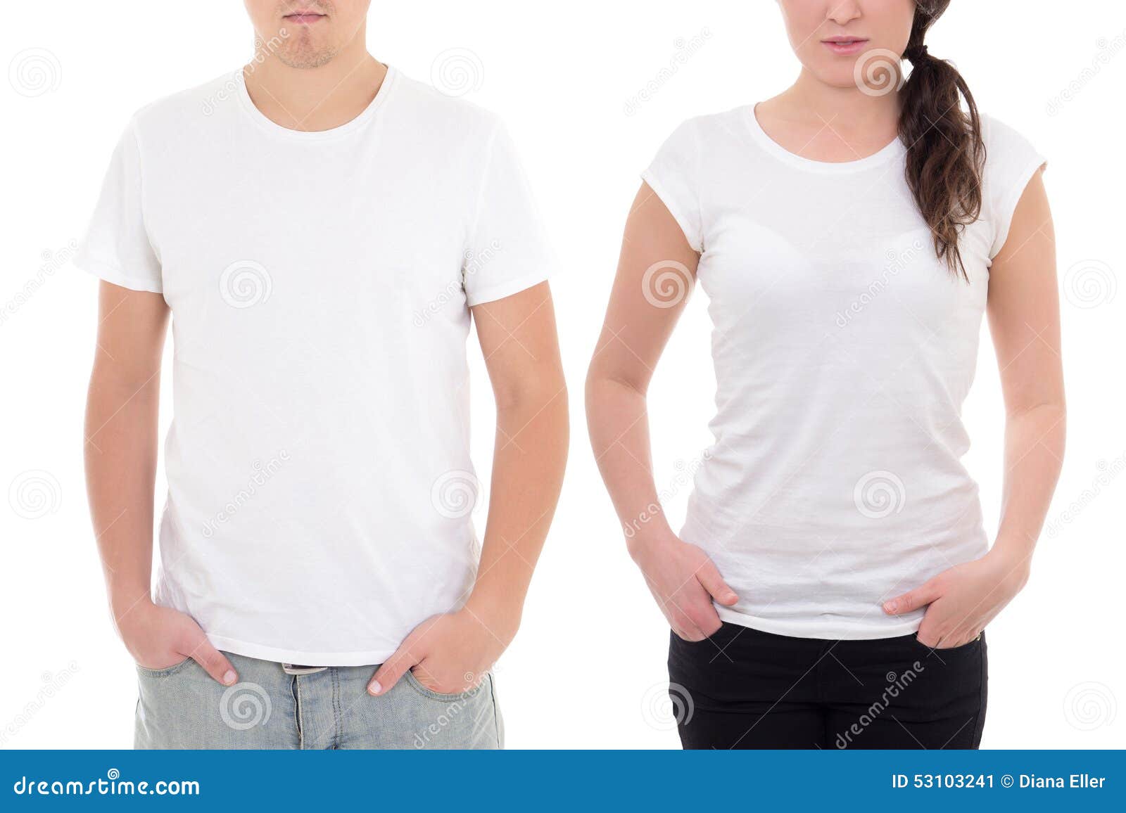 El Hombre Joven Y La Mujer En Las Camisetas Blancas Con El Espacio De La  Copia Aislaron O Imagen de archivo - Imagen de hembra, camisa: 53103241