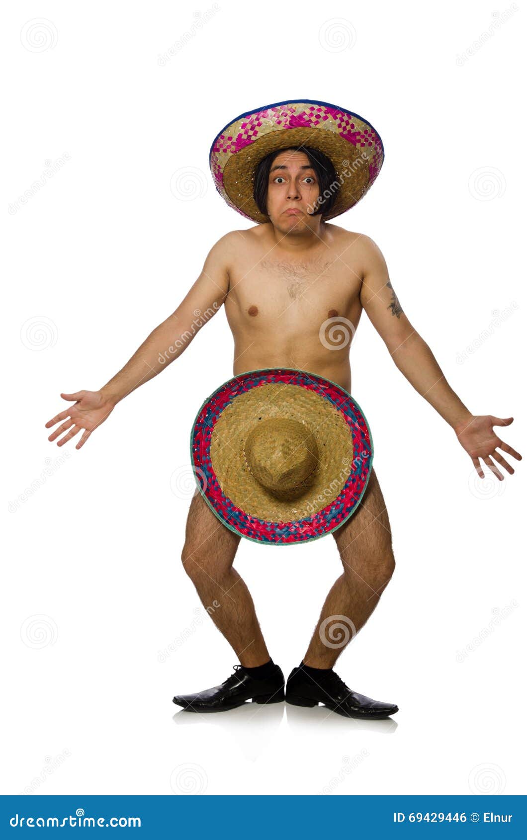 El Hombre Mexicano Desnudo Aislado En Blanco Foto de archivo - Imagen de me...