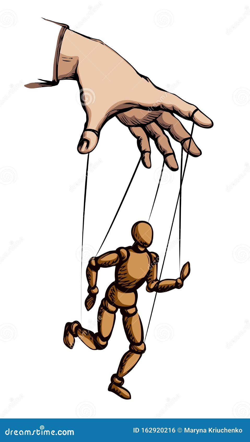 El Hombre Toca Una Marioneta Dibujo De Vectores Ilustración del Vector -  Ilustración de autoridad, simulado: 162920216