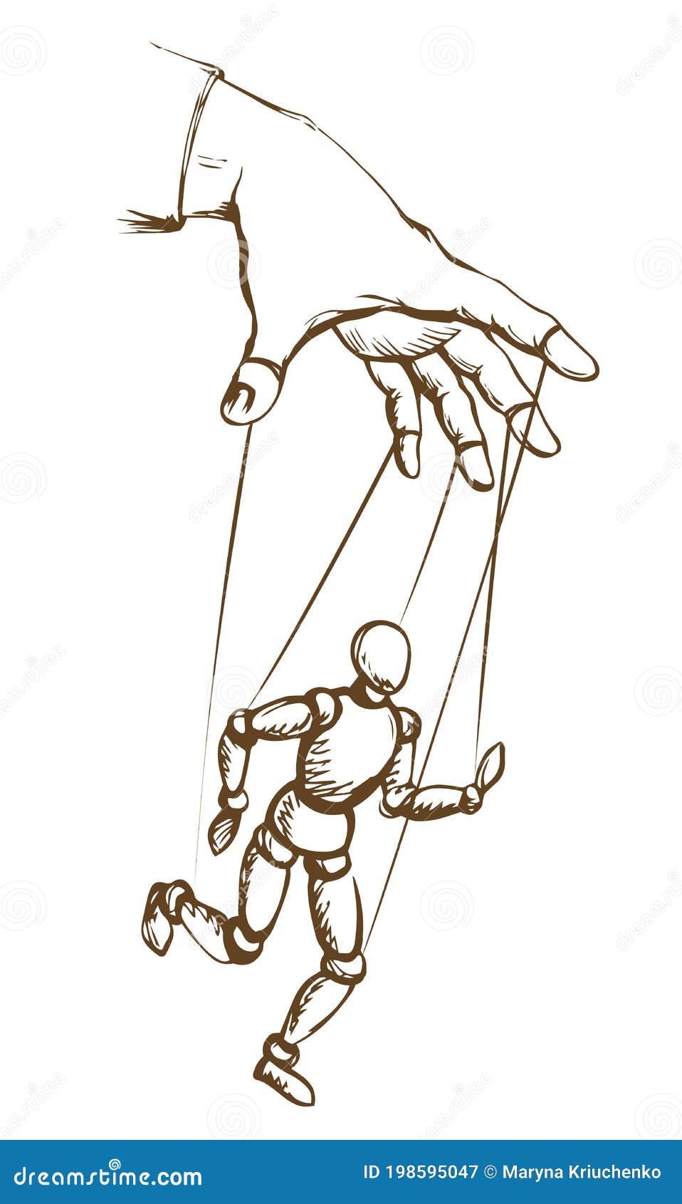 El Hombre Toca Una Marioneta Dibujo De Vectores Ilustración del Vector -  Ilustración de actividad, aislado: 198595047