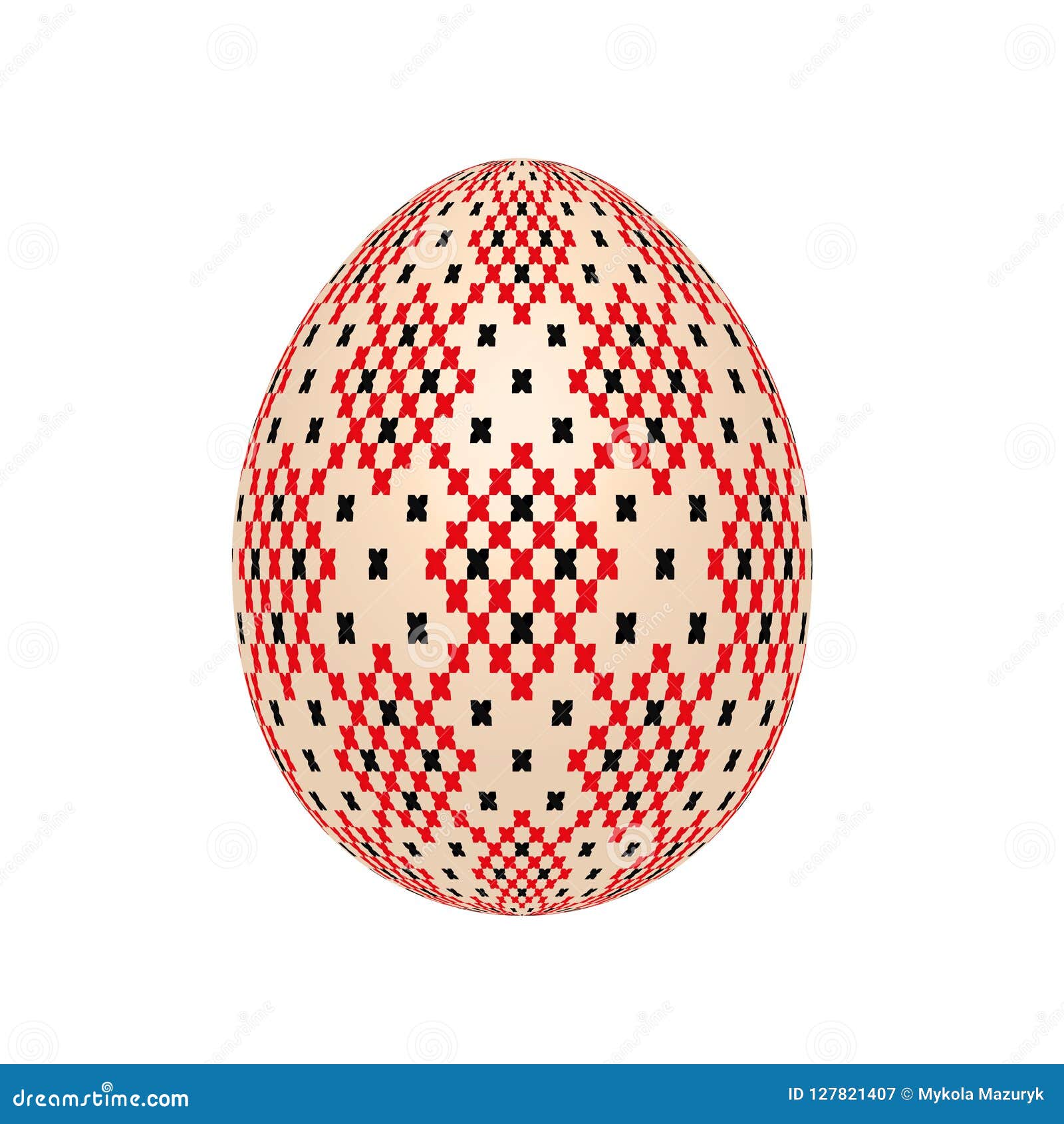 El huevo de Pascua con el modelo étnico del punto de cruz ucraniano ornamento del pysanka Aislado