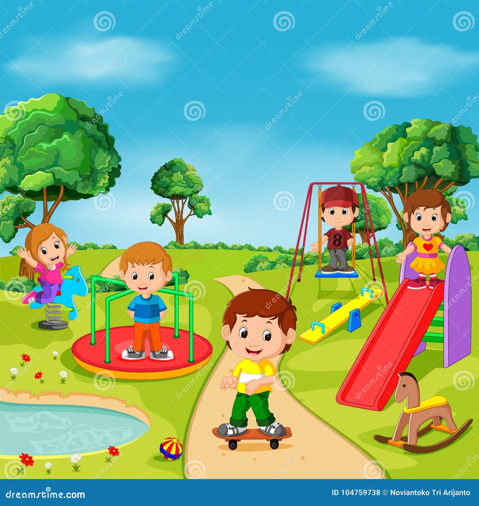 El Jugar De Los Niños Al Aire Libre En Parque Ilustración del Vector -  Ilustración de estrellas, parque: 104759738