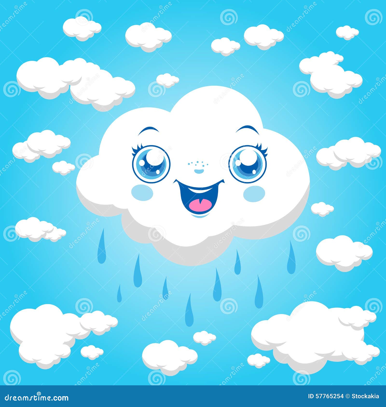 El Llover De Las Nubes De La Historieta Ilustración del Vector -  Ilustración de cielo, lindo: 57765254