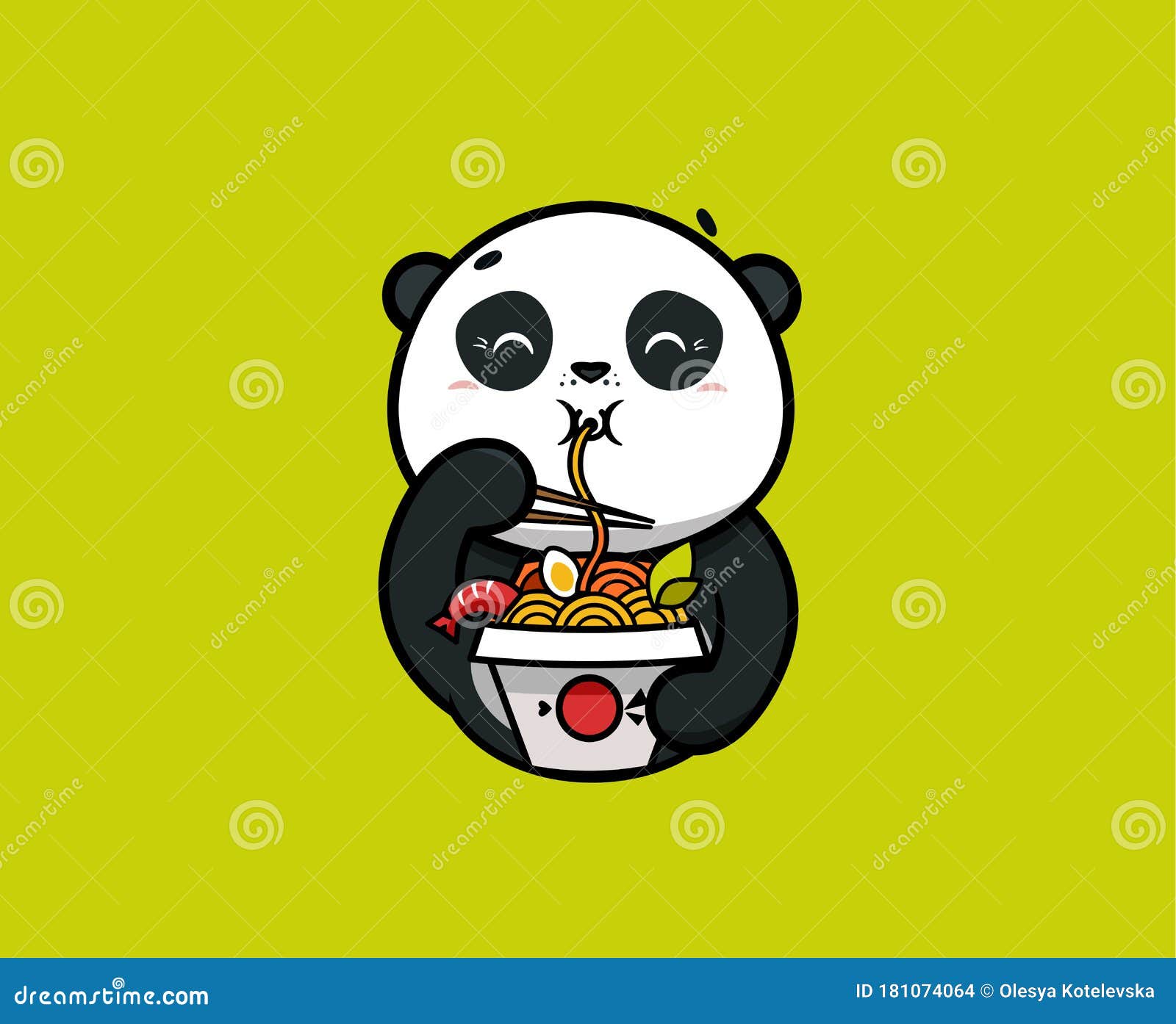 El Logo Divertido Panda Come Fideos. Logotipo De Alimentos Lindo Animal  Ilustración del Vector - Ilustración de vector, sonrisa: 181074064