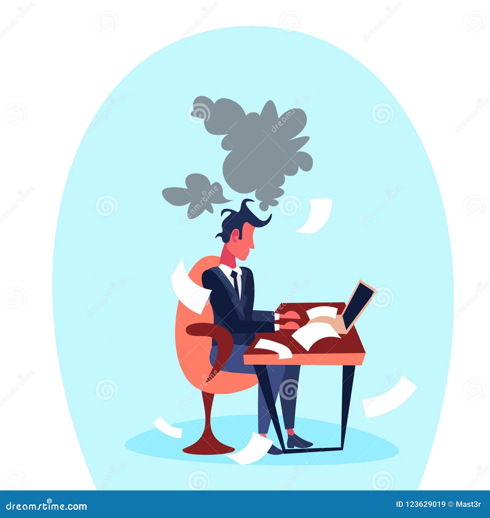 El Lugar De Trabajo De La Oficina Del Hombre De Negocios Que Se Sentaba Usando El Personaje De Dibujos Animados De Trabajo Duro D Ilustración del Vector - Ilustración de protuberancia, actitud: El Lugar De Trabajo De La Oficina Del Hombre De Negocios Que Se Sentaba Usando El Personaje De Dibujos Animados De Trabajo Duro D Ilustración del Vector - Ilustración de protuberancia, actitud: