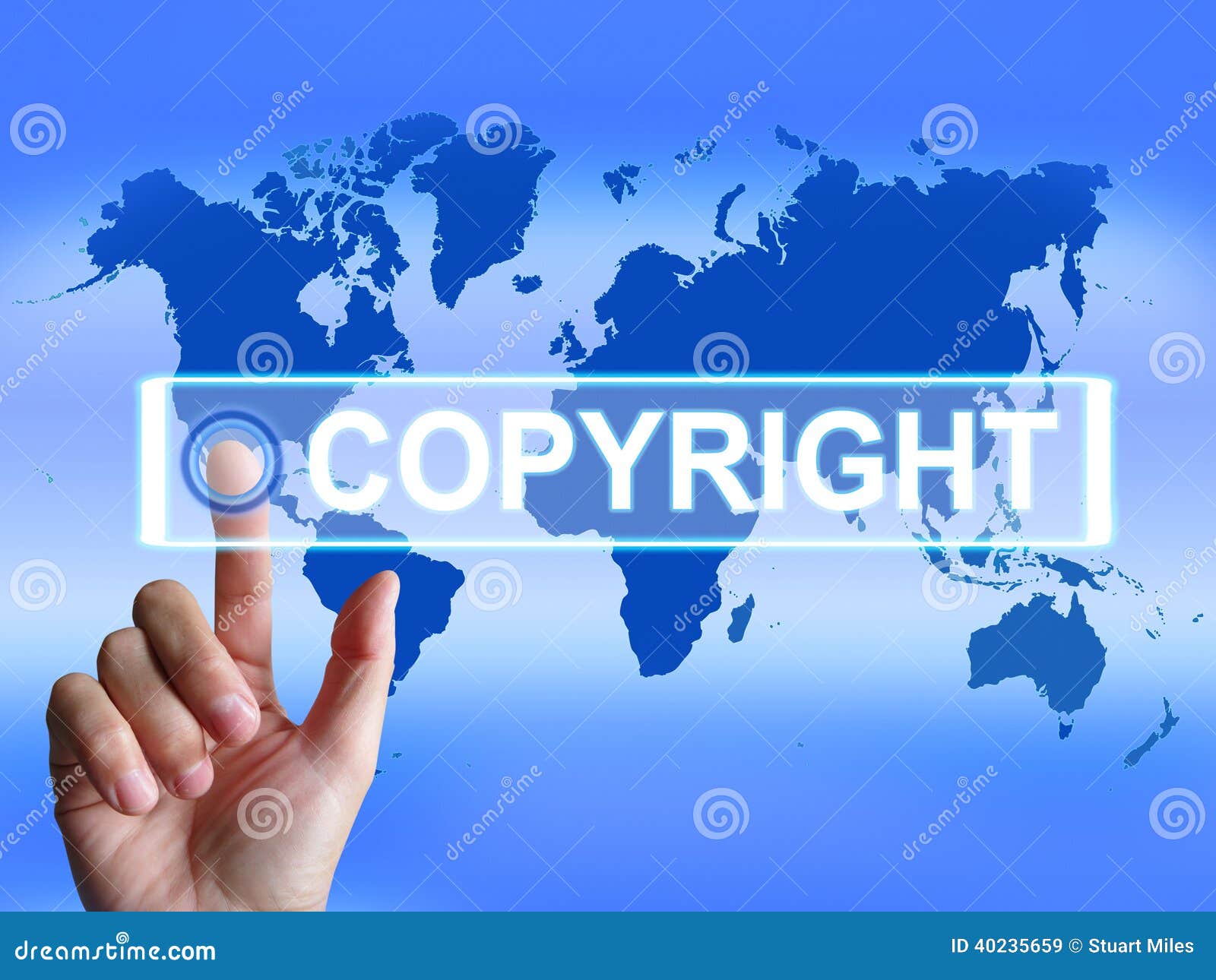 El Mapa De Copyright Significa El International Patentado Stock de