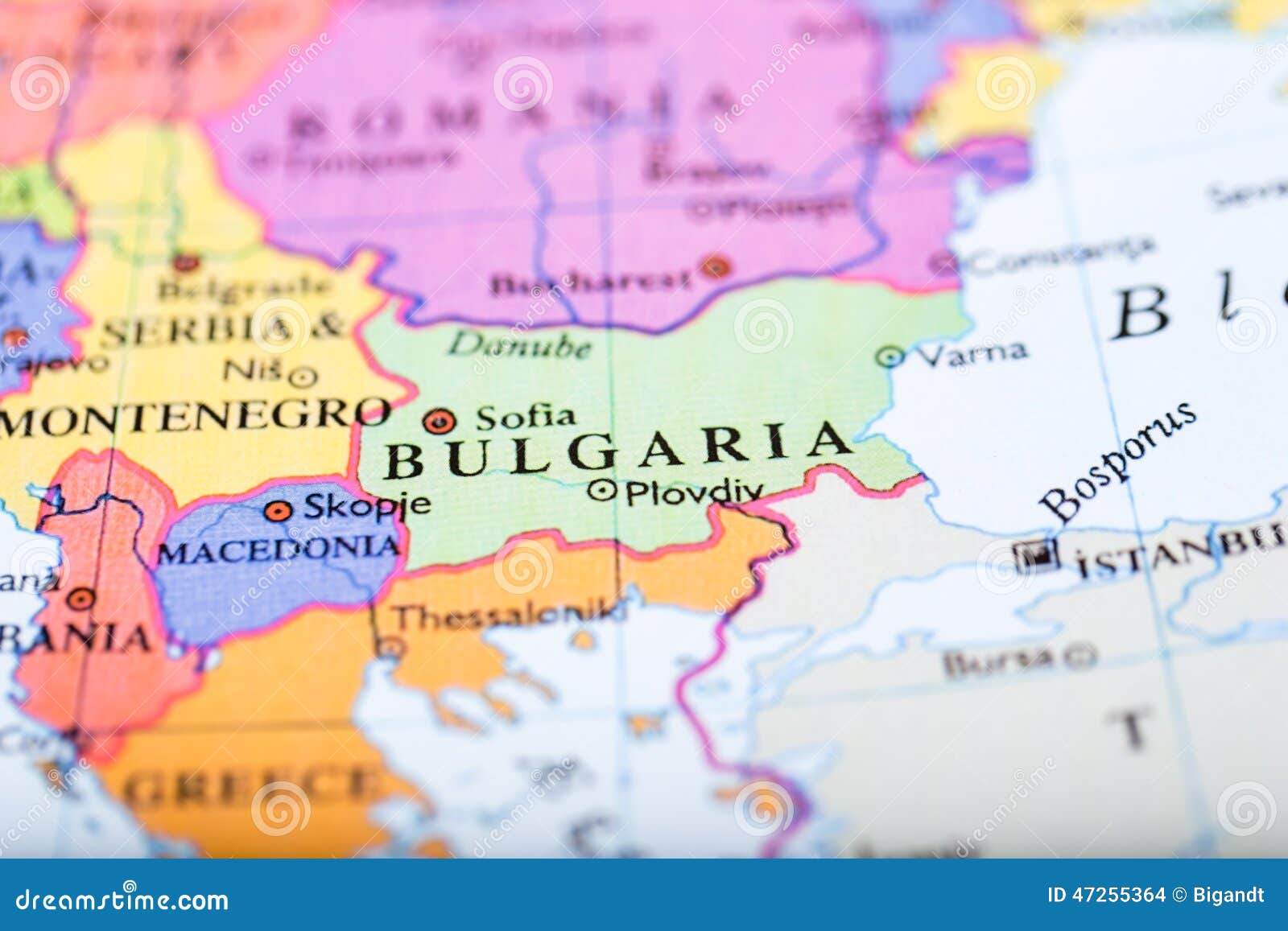 El Mapa De Europa Se Centró En Bulgaria Foto de archivo - Imagen de correspondencia, miniaturas: 47255364