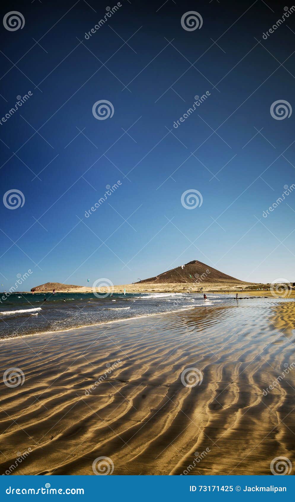 el medano beach and montana roja in south tenerife spain