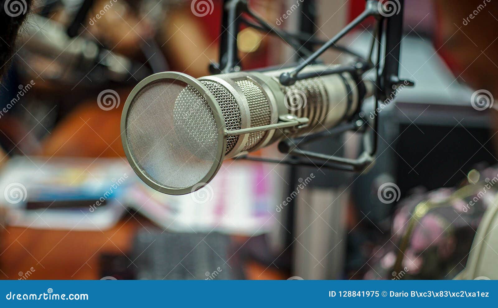 professional microphone ready on a radio station
