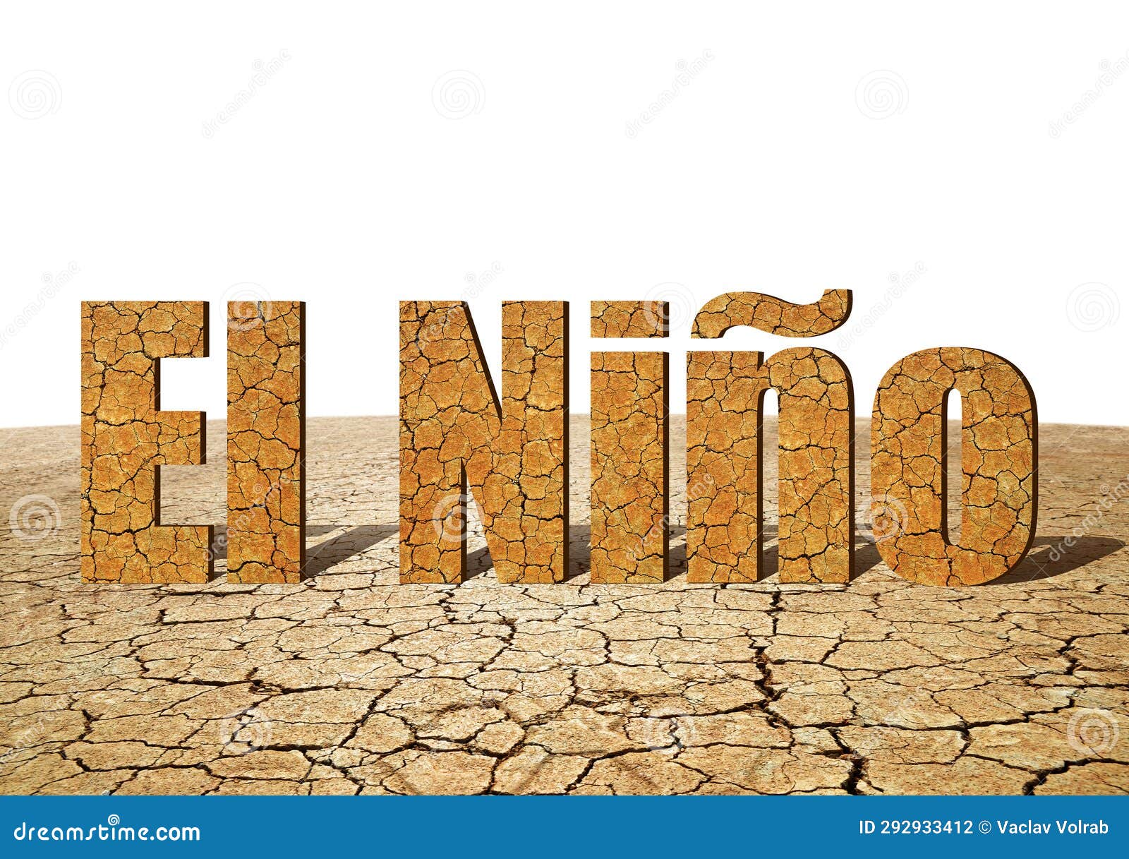 el niÃ±o text made from dry cracked soil.