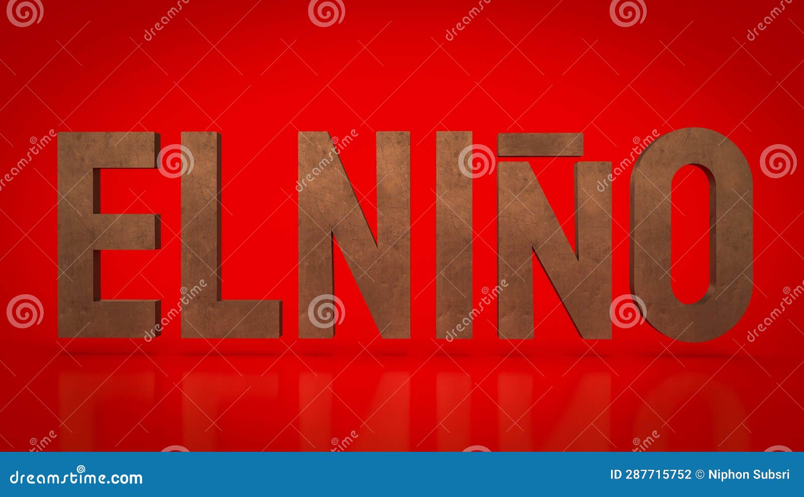 the el niÃÂ±o text on red background 3d rendering