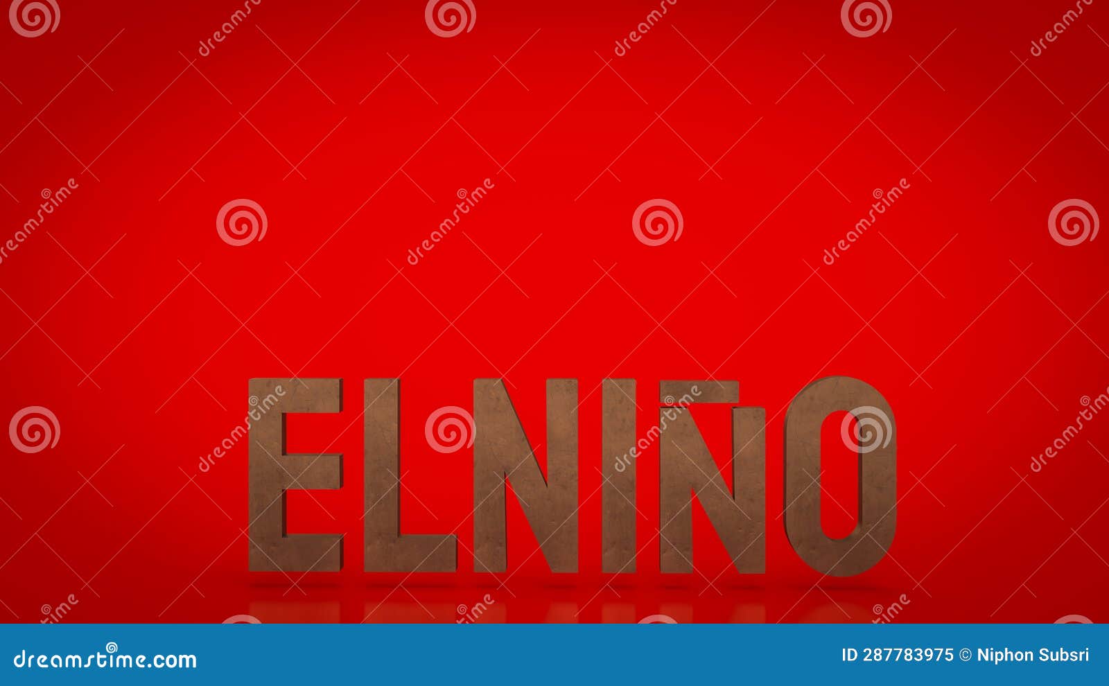 the el niÃÂ±o text on red background 3d rendering