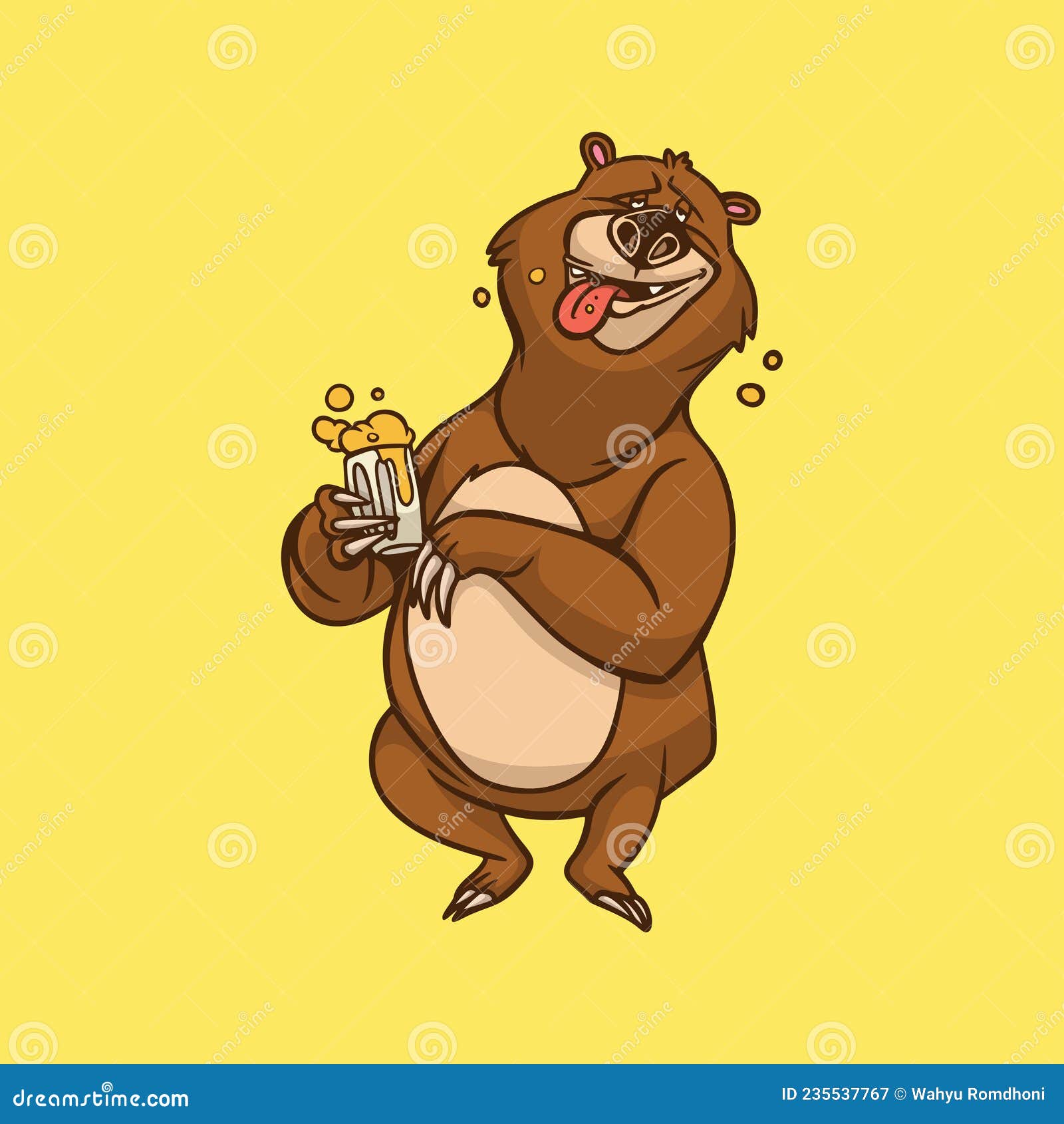 El Oso De Diseño Animal De Dibujos Animados Está Bebiendo Cerveza Stock de  ilustración - Ilustración de cubo, animal: 235537767