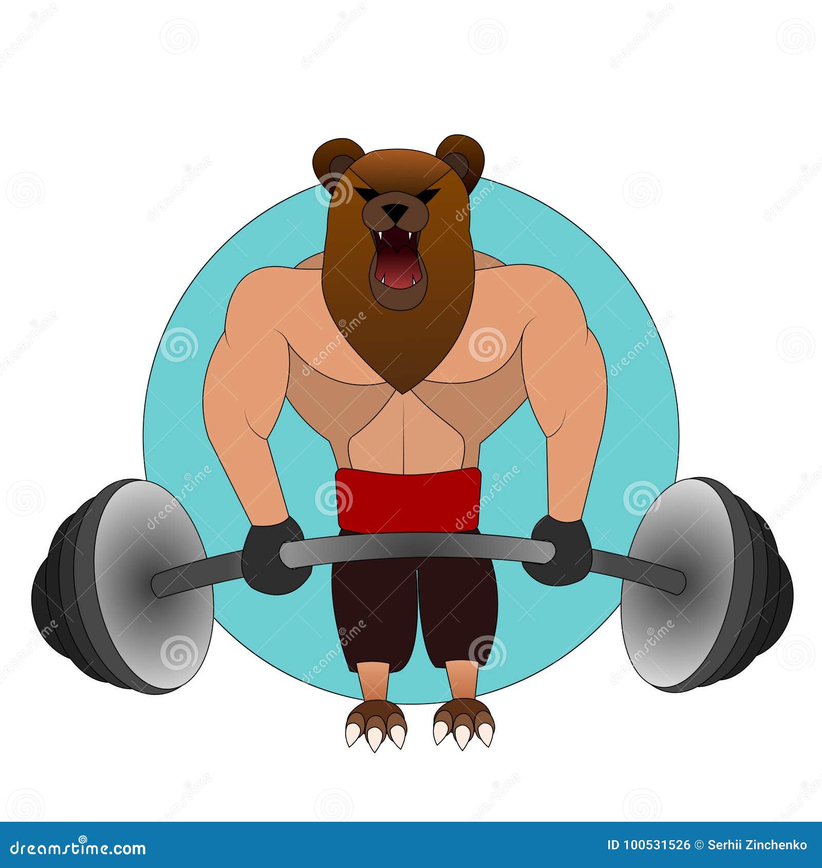 El Oso Enojado Grande Con El Cuerpo Humano En El Gimnasio Aumenta La Barra  Levantador De Peso Ilustración del Vector - Ilustración de ejercicio, sano:  100531526