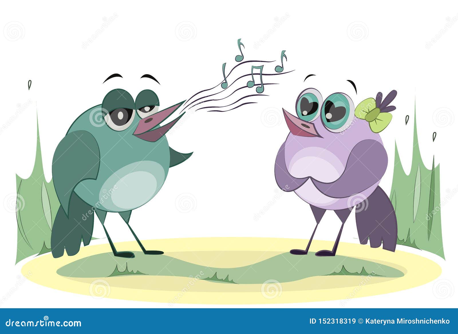 El Pájaro Canta Canciones a Su Amigo Amor Y Sensaciones Personajes De  Dibujos Animados Lindos Stock de ilustración - Ilustración de amor,  cortejo: 152318319