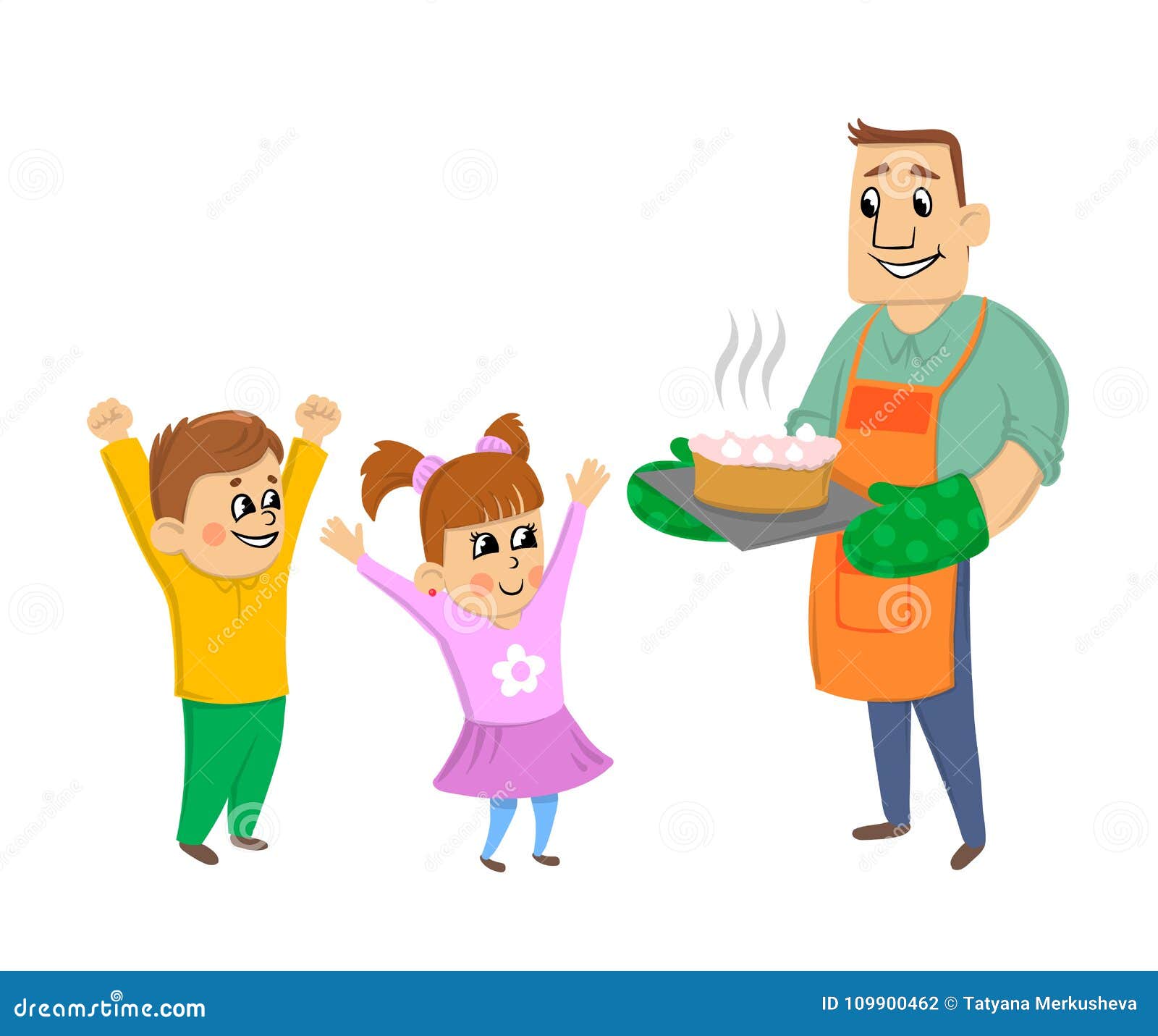 El Papá Con Los Niños Cocina Una Torta De Cumpleaños Para La Mamá Y La  Esposa 8 De Marzo O Cumpleaños Ilustración Del Vector, Ais Ilustración del  Vector - Ilustración de familia,