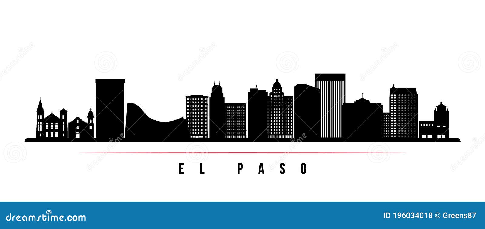 El Paso Usa Skyline And Landmarks Silhouette Vector Illustration ...