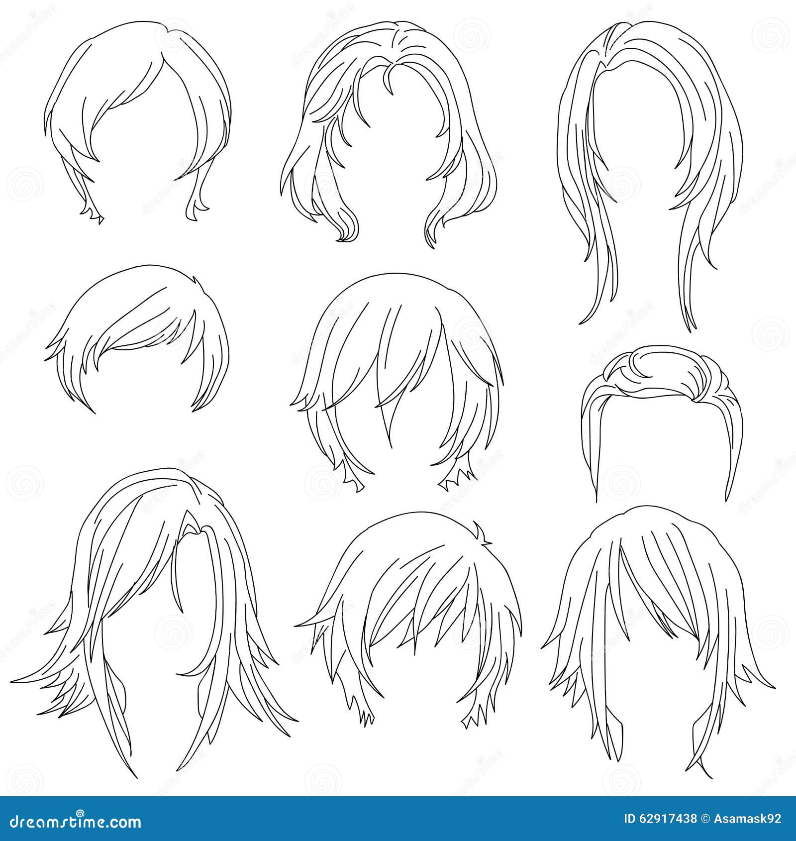 El Pelo Que Diseñaba Para El Dibujo De La Mujer Fijó 2 Ilustración del  Vector - Ilustración de pelo, gente: 62917438